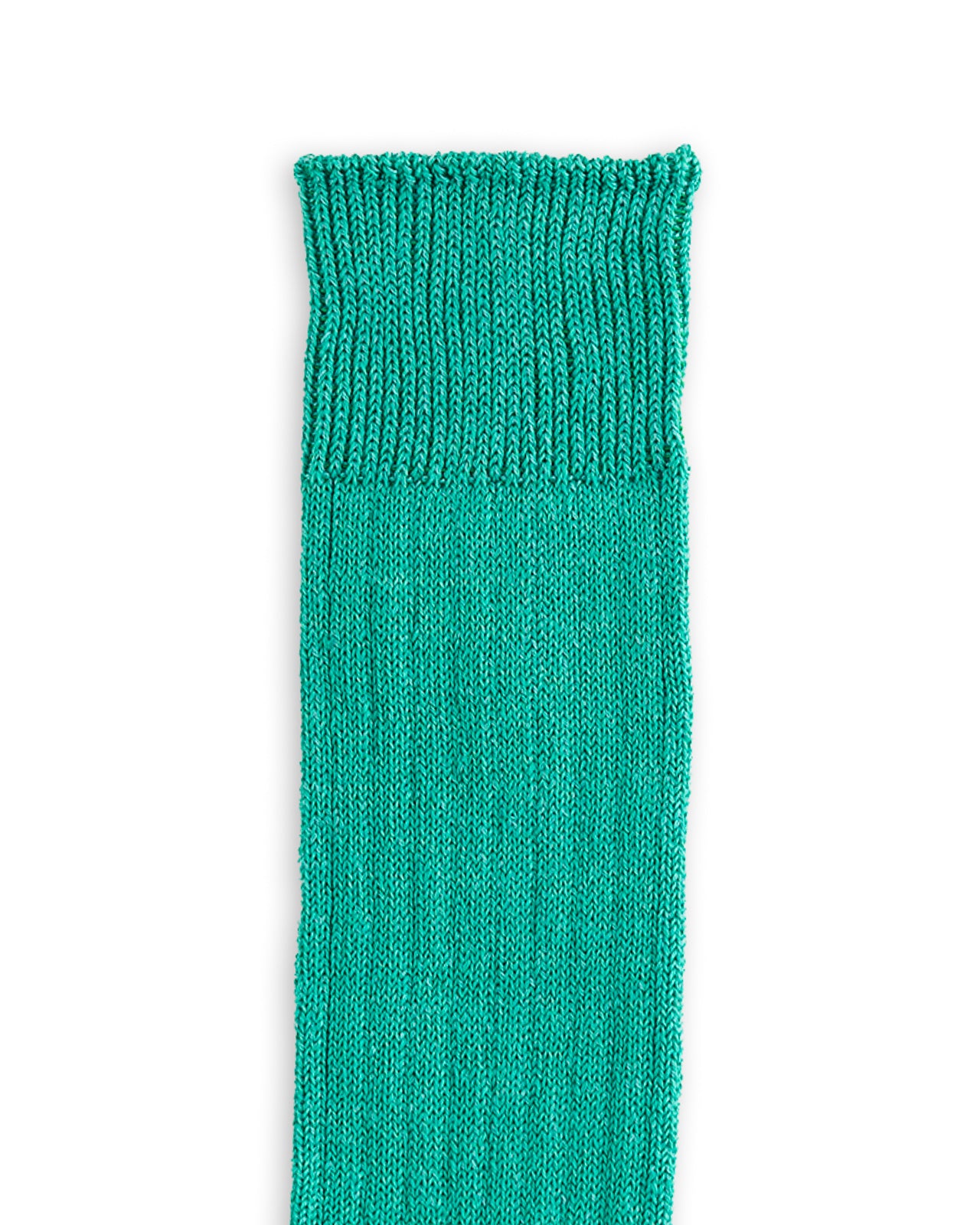 RoToTo Linen/Cotton Ribbed Crew Socks - Aqua Green - Standard & Strange