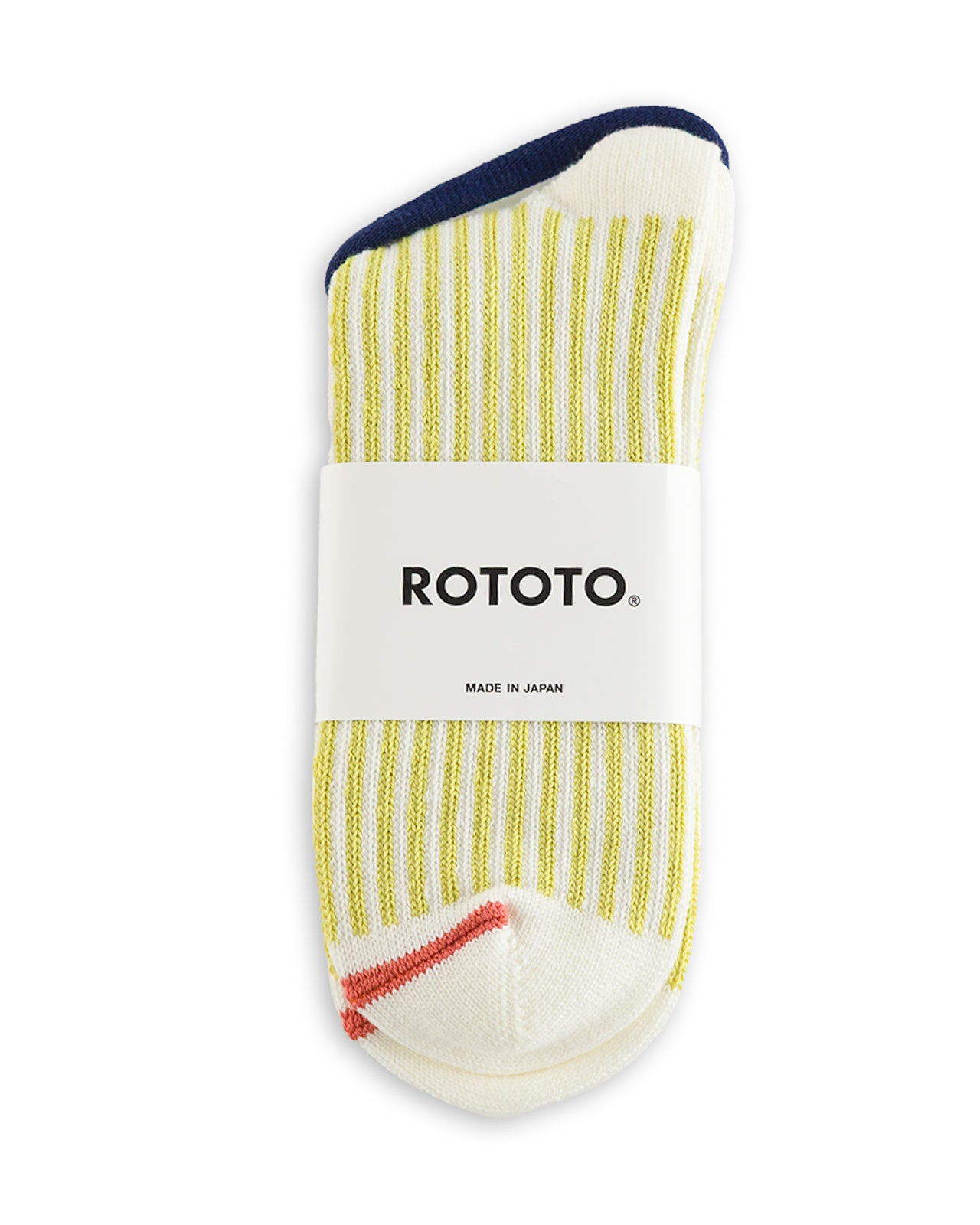 RoToTo Vertical Stripe Socks - White/Lime - Standard & Strange