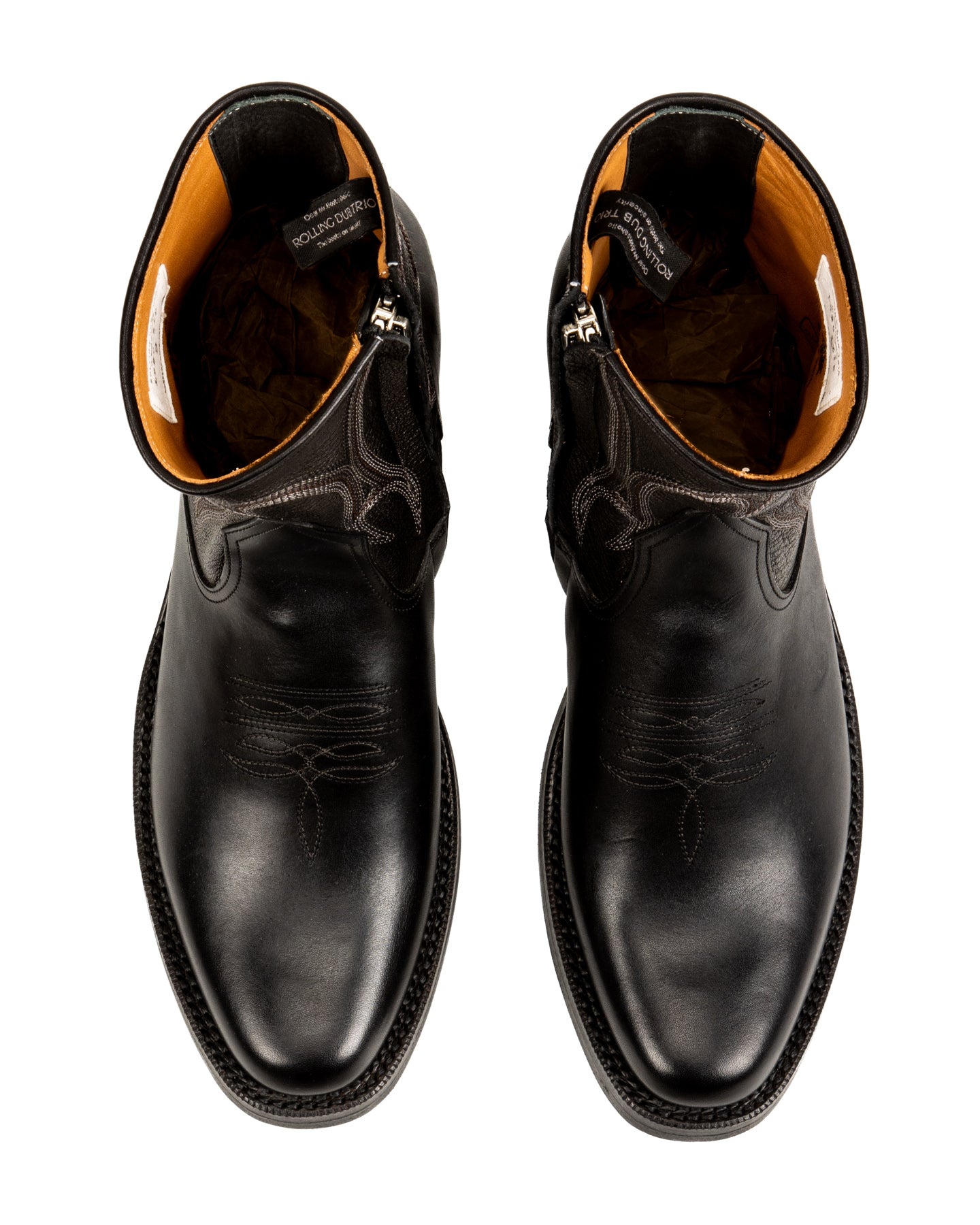 Loro Side Zip - Goat/Calf Black Flame Embroidery