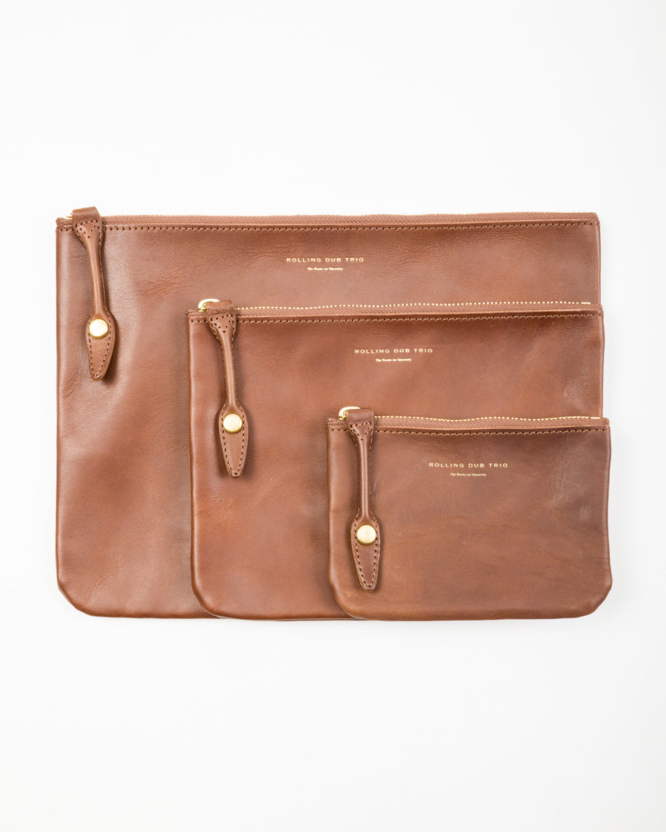Rolling Dub Trio Square Zip + Snap Pouch - Brown Horse Medium - Standard & Strange