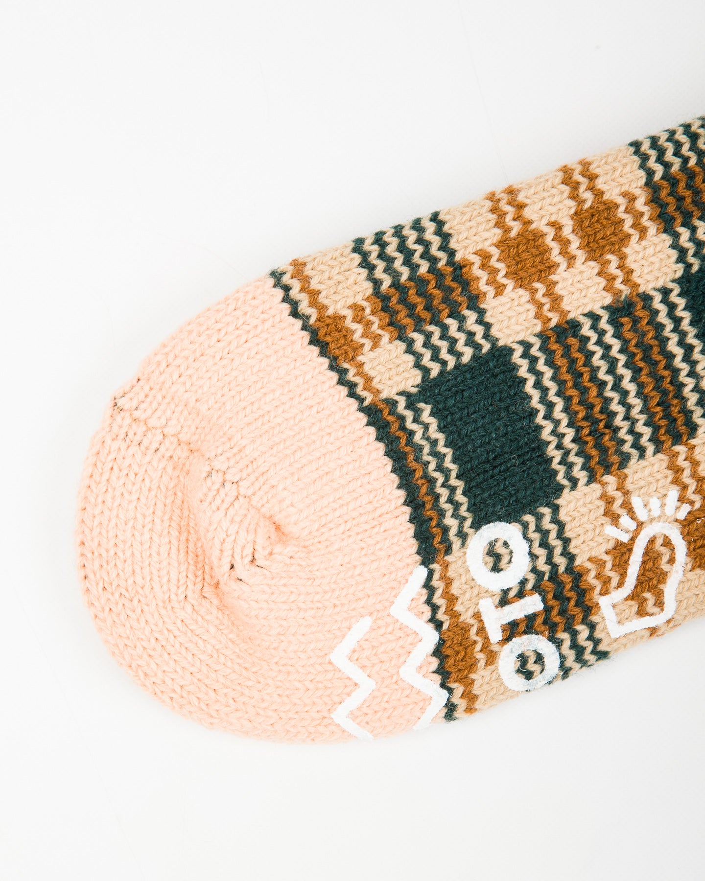 RoToTo Comfy Room Socks "Check" - Forest Green/Beige - Standard & Strange