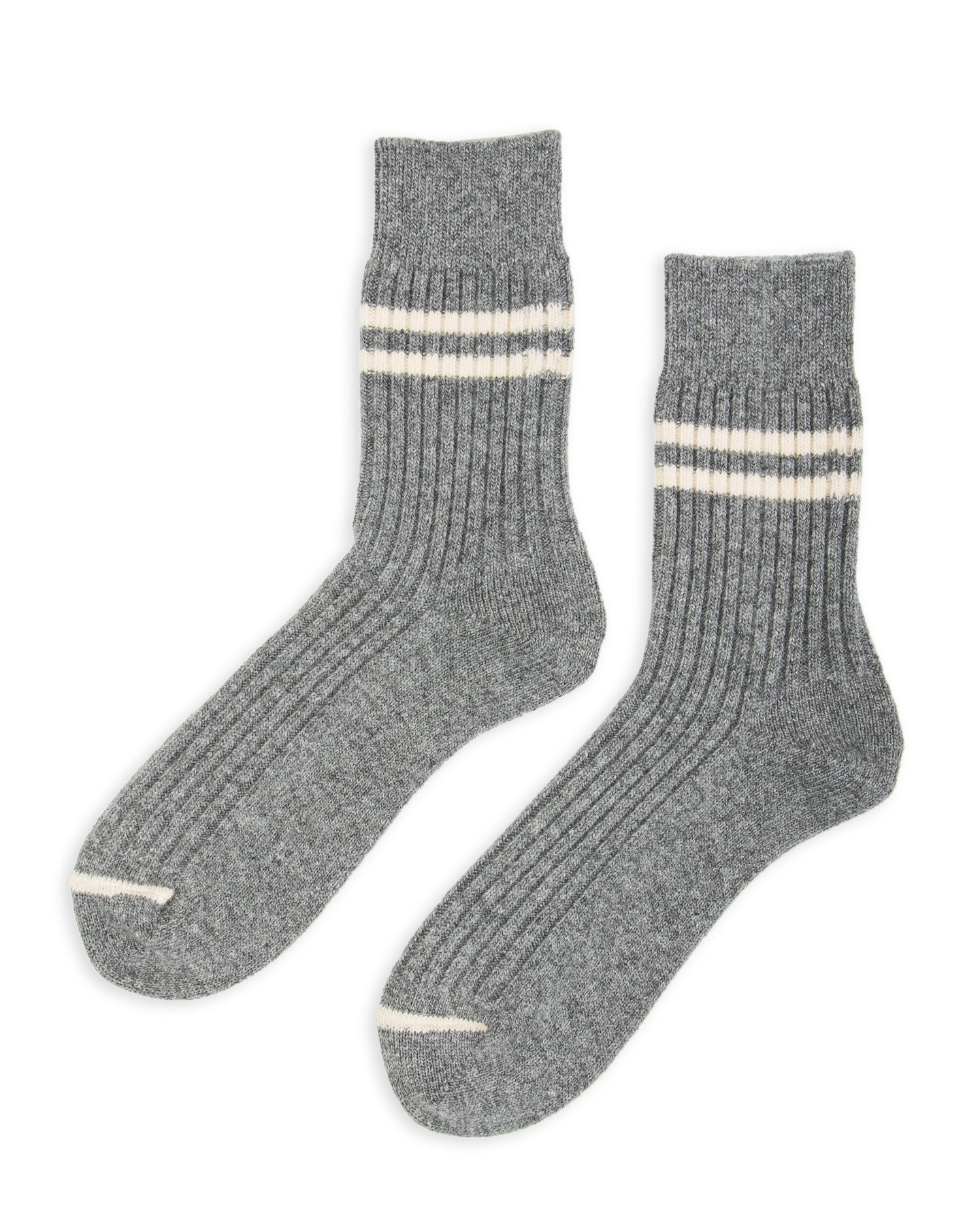 RoToTo Merino Lambswool Stripe Sock - Gray - Standard & Strange