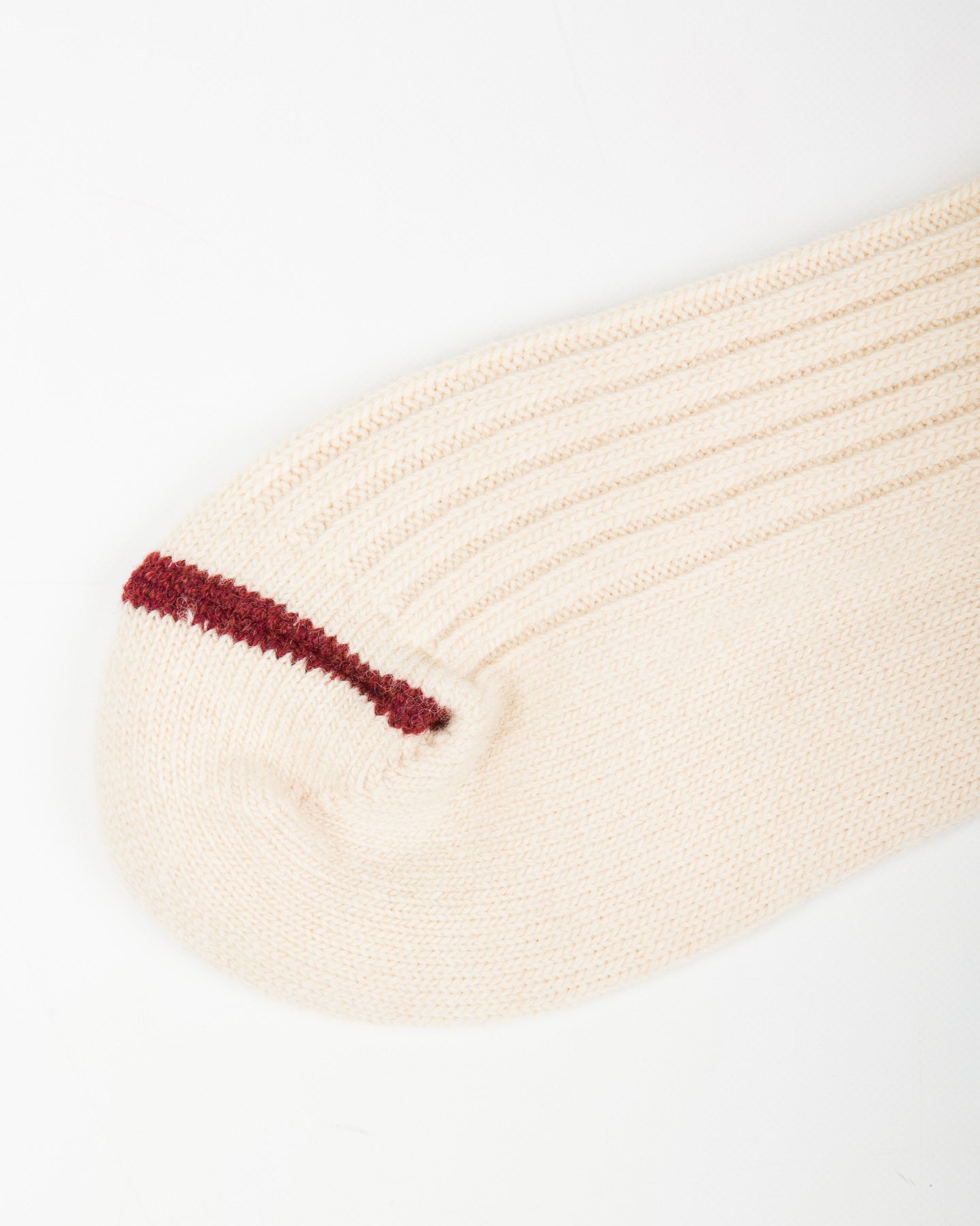 RoToTo Merino Lambswool Stripe Sock - Off White/Maroon - Standard & Strange