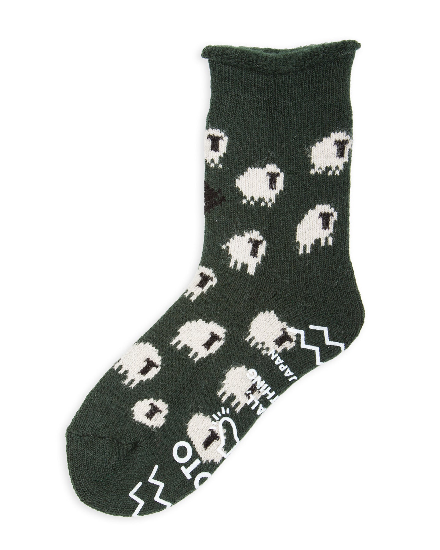 RoToTo Pile Room Socks "Sheep" - Dark Green - Standard & Strange