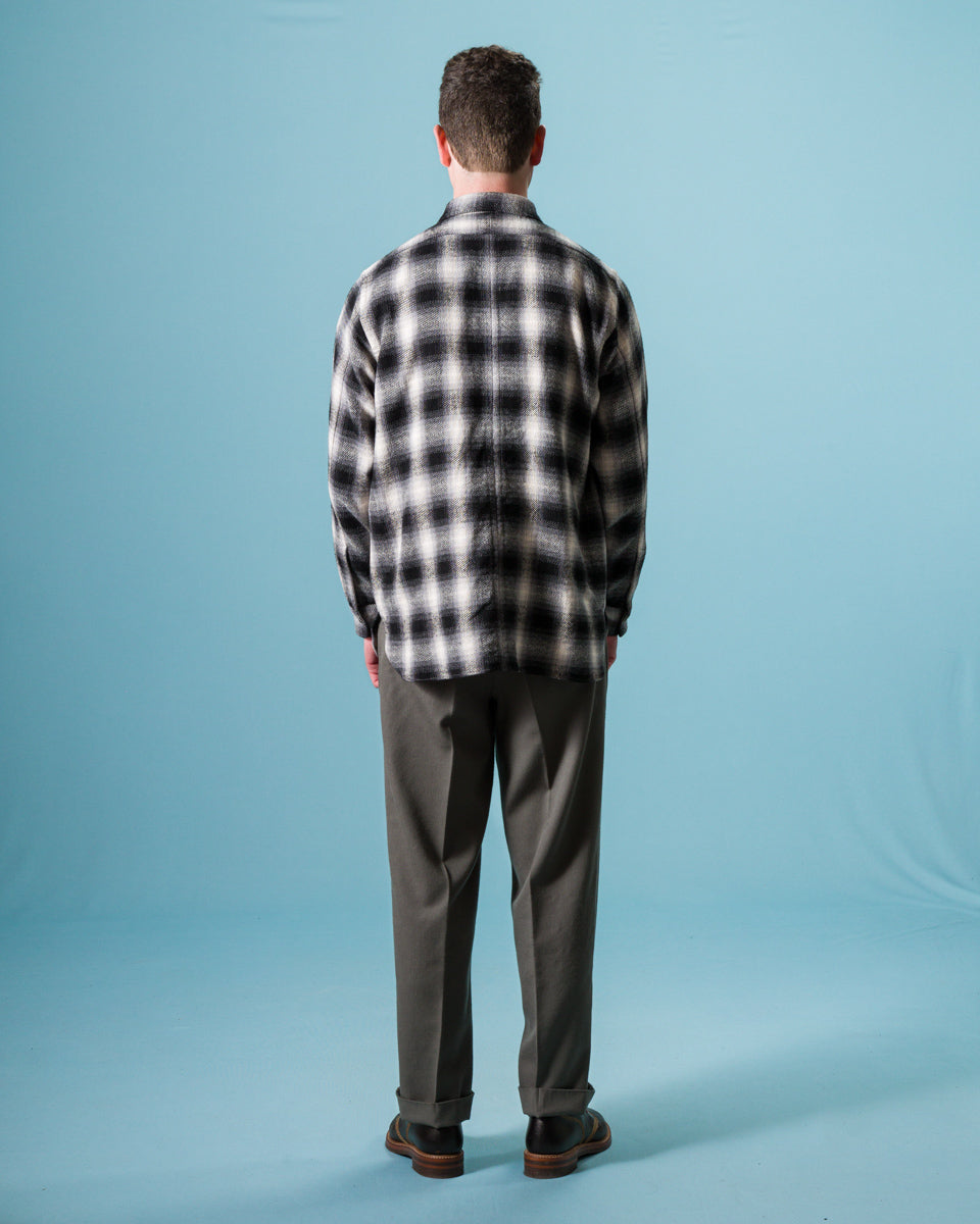 Senui Inside Pockets Front Placket Shirt - Black Heavy Ombre Flannel Check - Standard & Strange