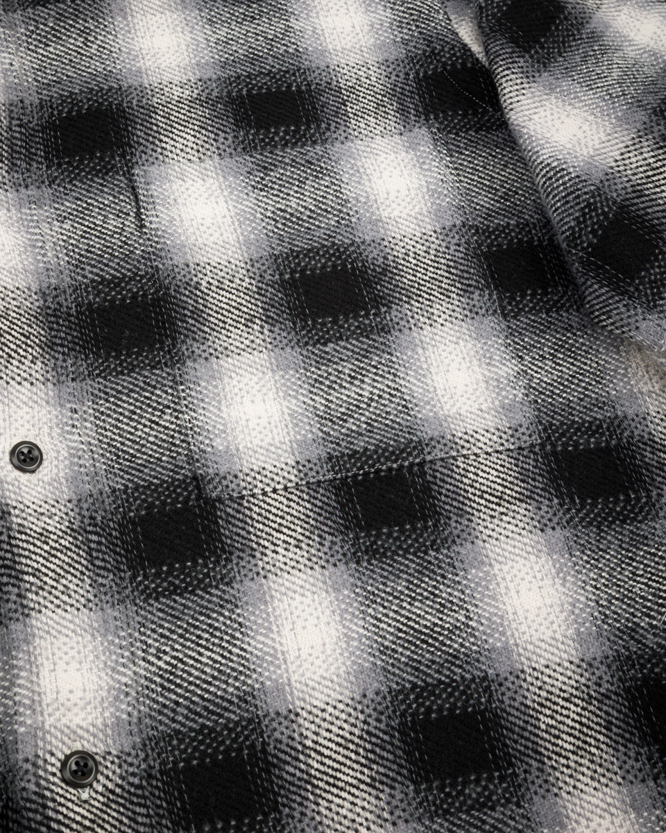Senui Inside Pockets Front Placket Shirt - Black Heavy Ombre Flannel Check - Standard & Strange