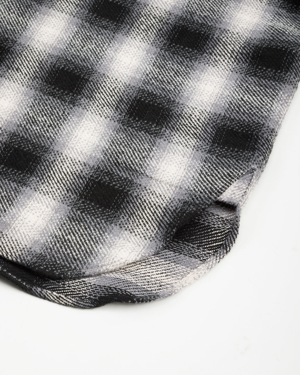 Senui Inside Pockets Front Placket Shirt - Black Heavy Ombre Flannel Check - Standard & Strange