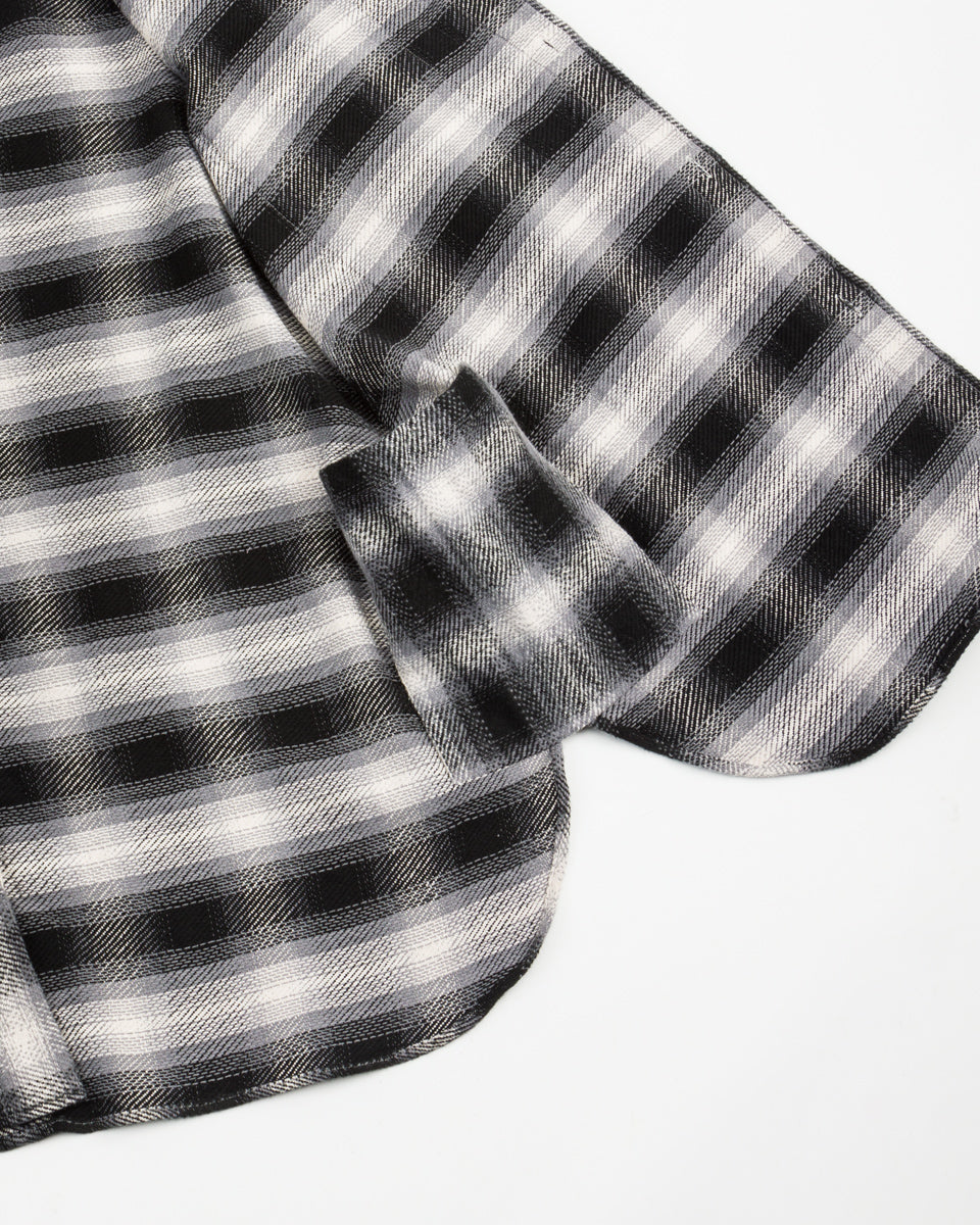 Senui Inside Pockets Front Placket Shirt - Black Heavy Ombre Flannel Check - Standard & Strange