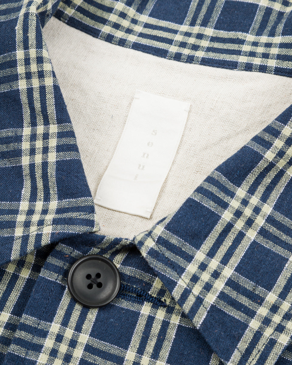 Senui Shirt Jacket - Blue Green Vintage Linen Cotton Check - Standard & Strange
