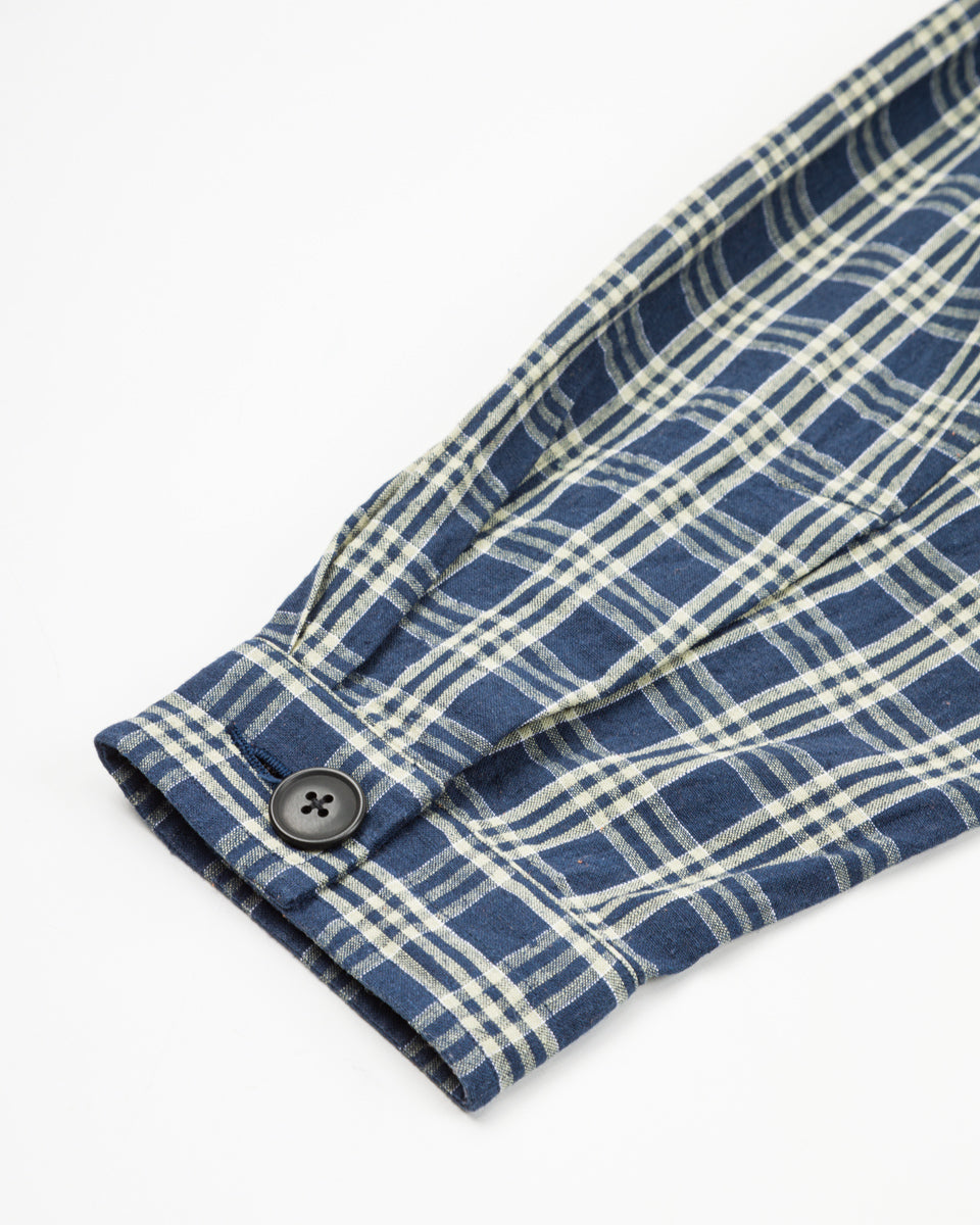 Senui Shirt Jacket - Blue Green Vintage Linen Cotton Check - Standard & Strange