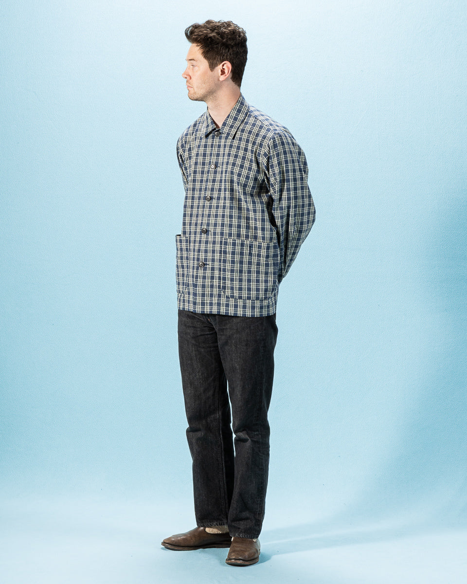 Senui Shirt Jacket - Blue Green Vintage Linen Cotton Check - Standard & Strange