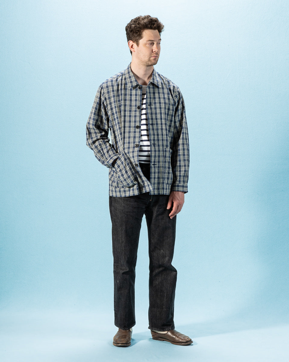 Senui Shirt Jacket - Blue Green Vintage Linen Cotton Check - Standard & Strange