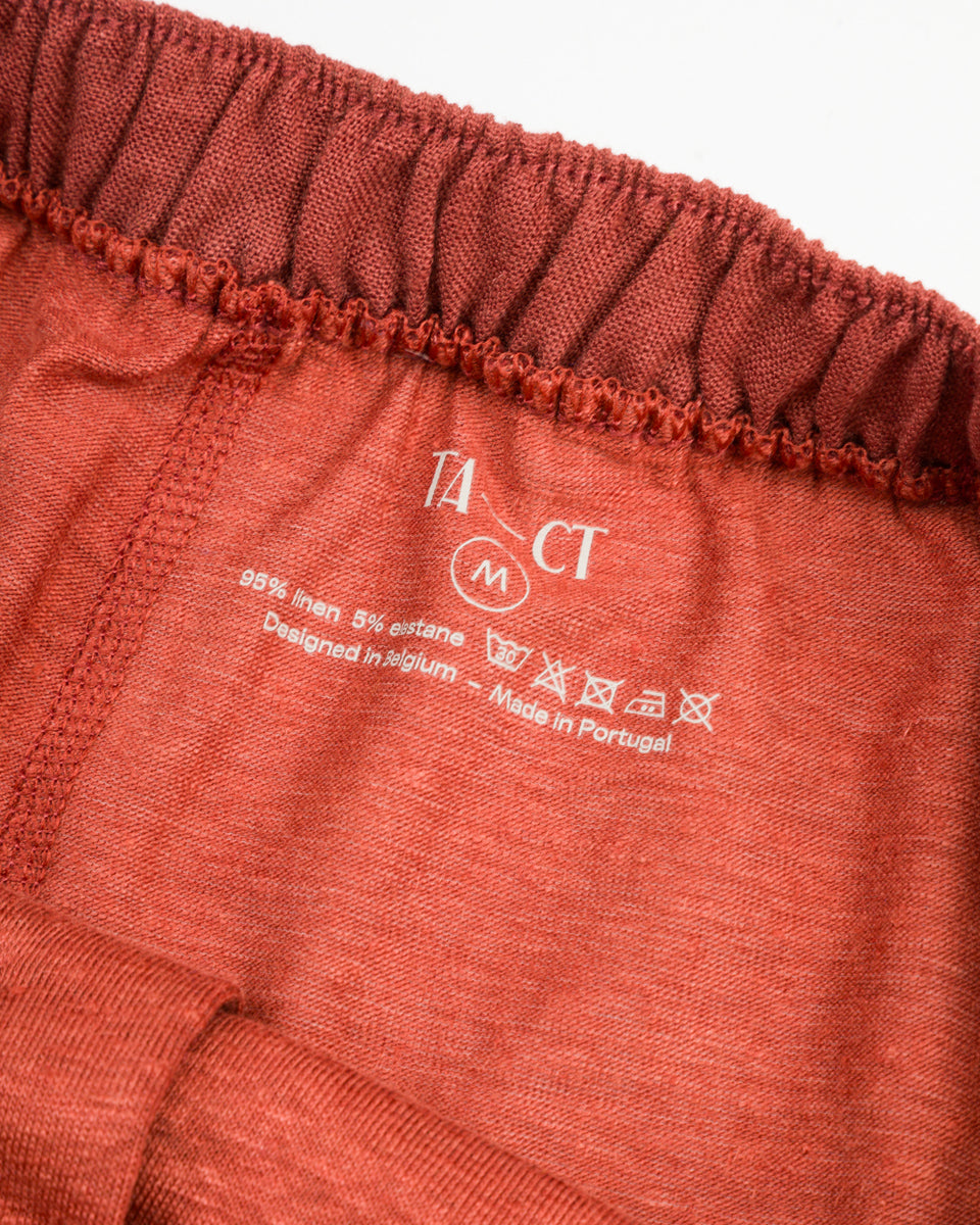 TA-CT Tomori Genderless Short Pants - Rust Linen Jersey - Standard & Strange