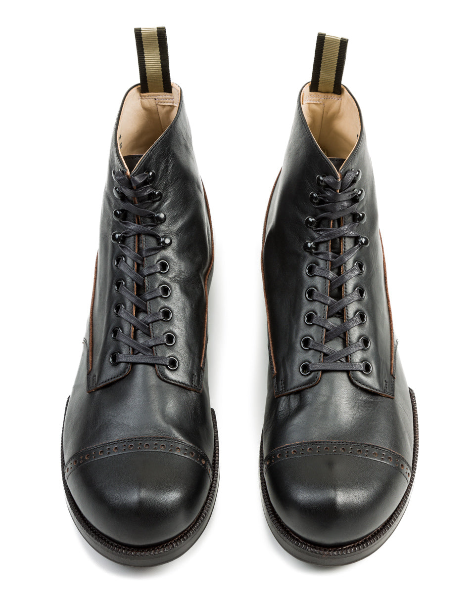 The 2 Monkeys Boots Vaudeville Boot - Black Shinki Horsehide - Standard & Strange