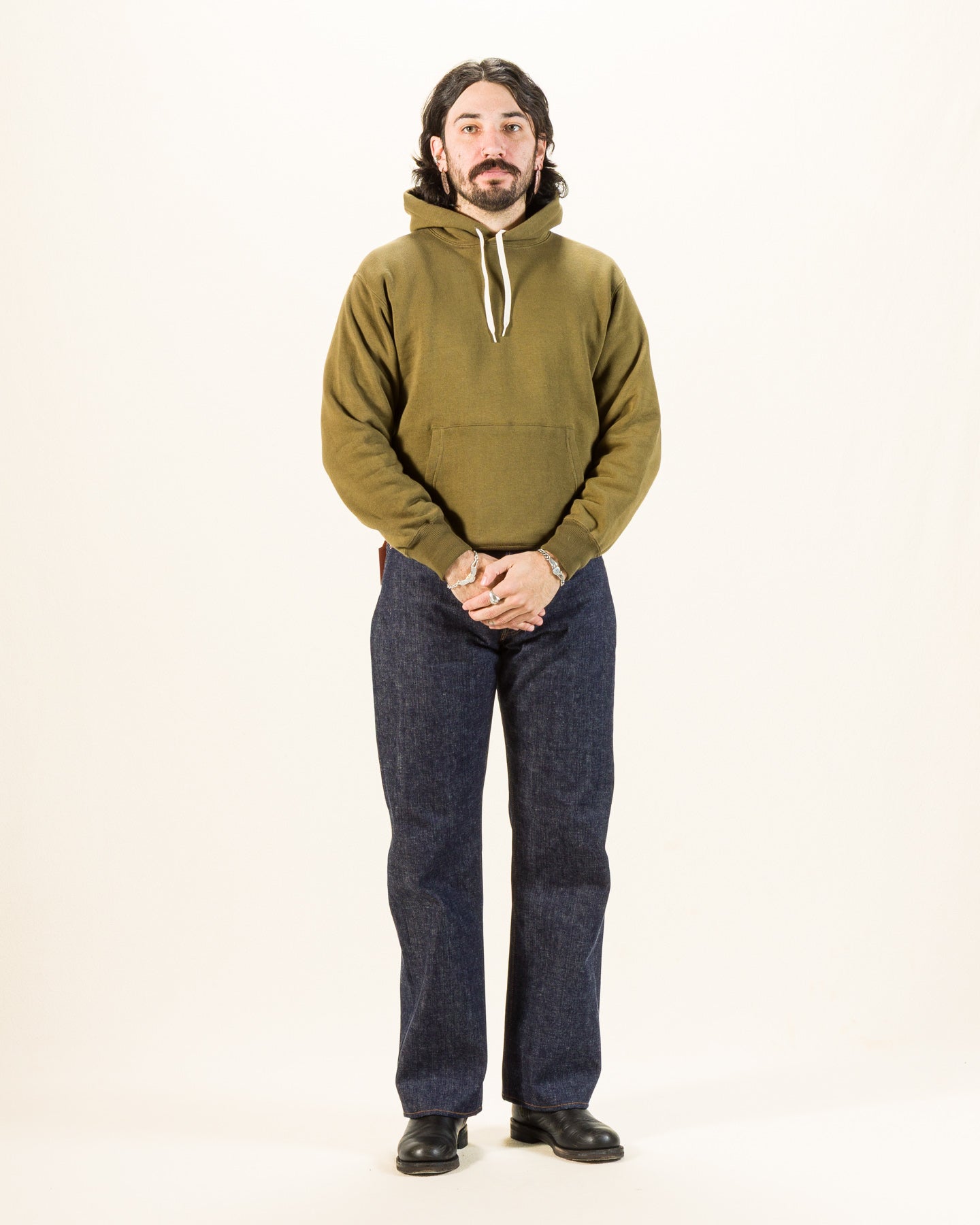 The Real McCoy's 10 oz Loopwheel Hooded Sweatshirt - Olive - Standard & Strange