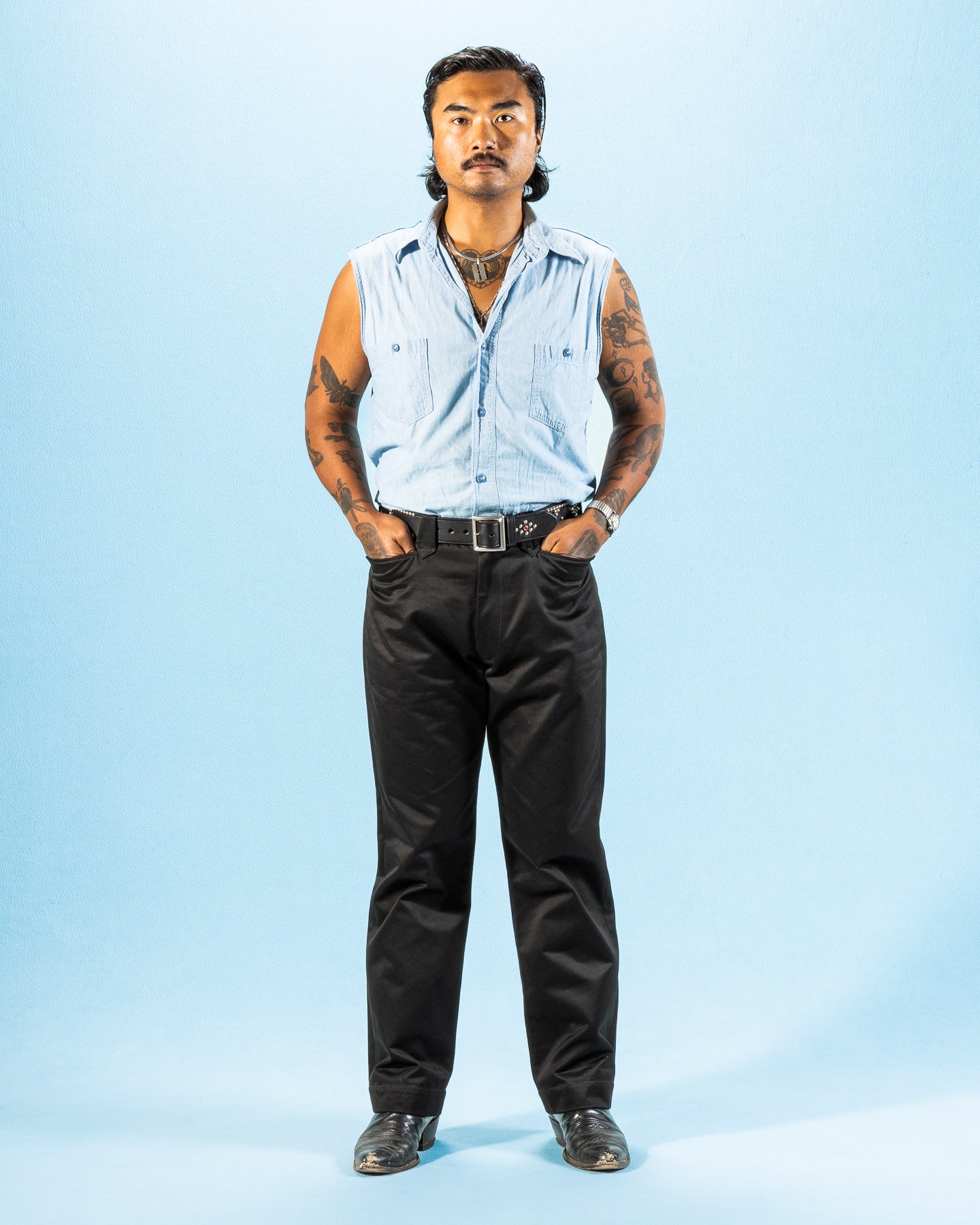 The Real McCoy's Cotton Drill Western Trousers - Black - Standard & Strange