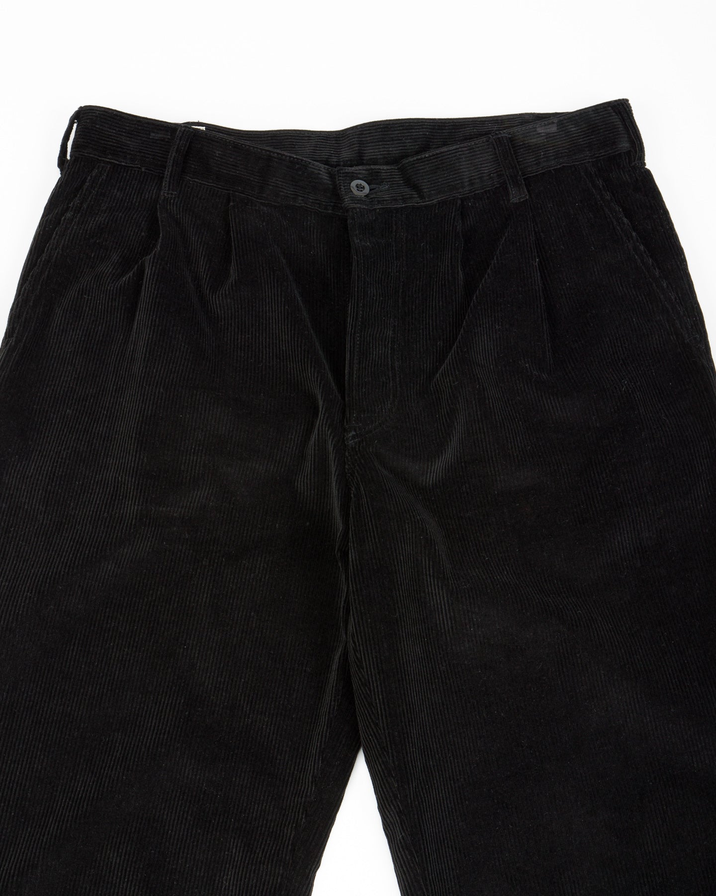 Double-Pleat Corduroy Trousers - Black