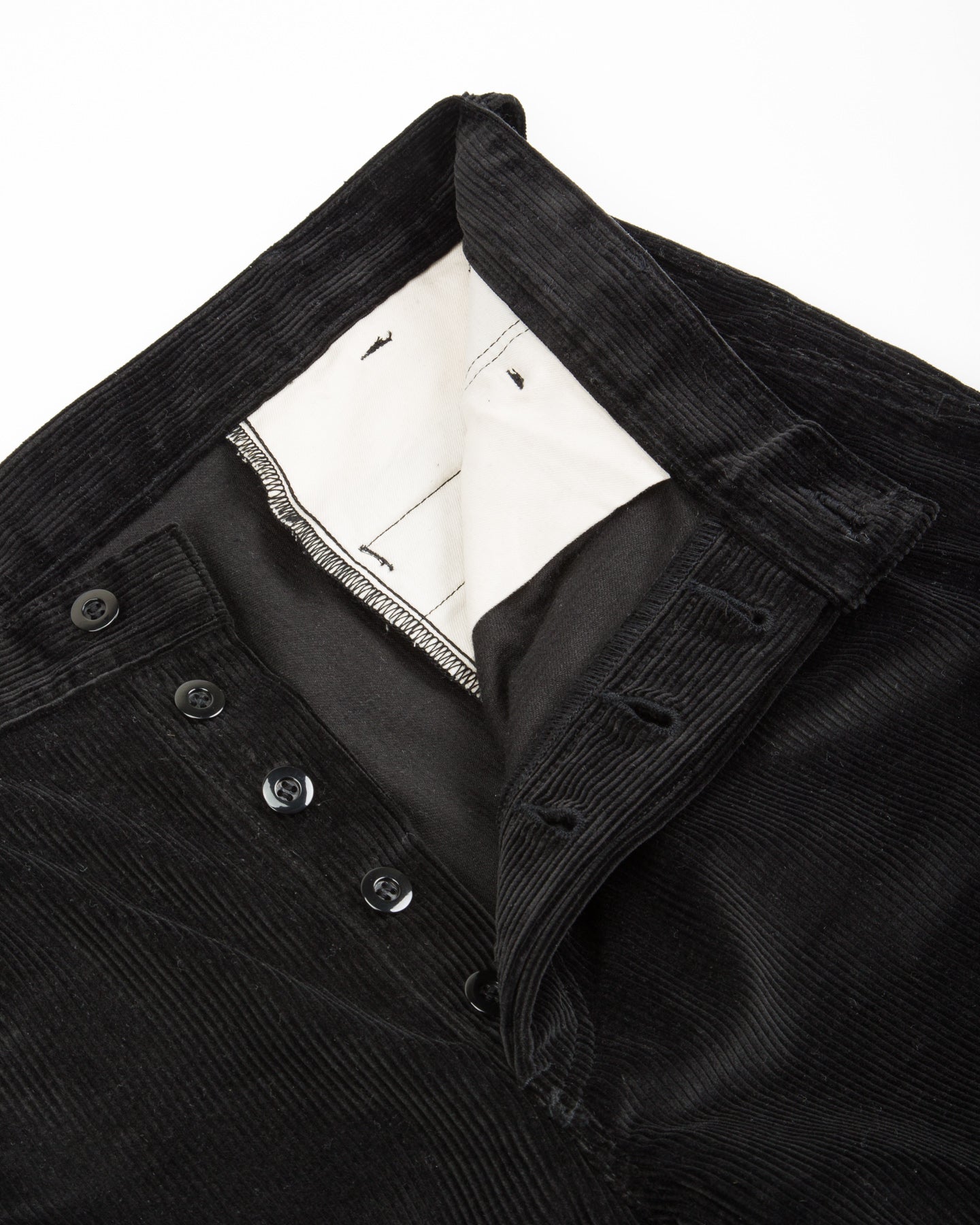 Double-Pleat Corduroy Trousers - Black