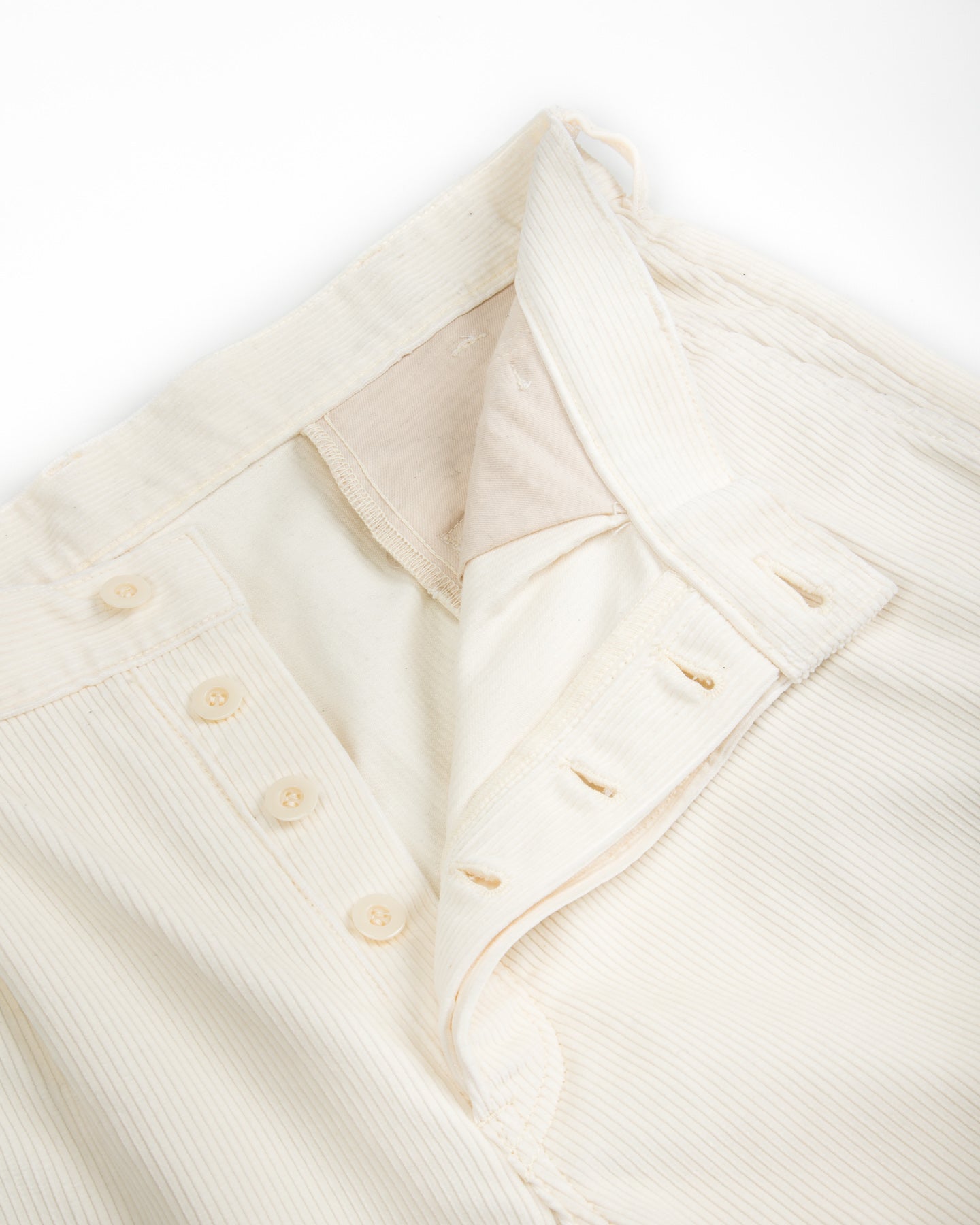 Double-Pleat Corduroy Trousers - White