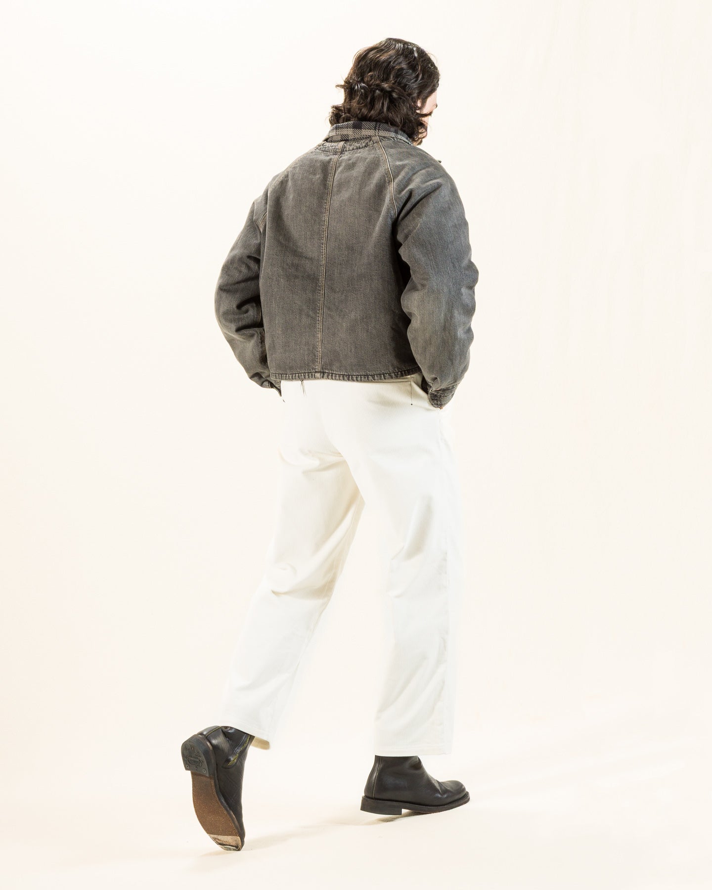 Double-Pleat Corduroy Trousers - White