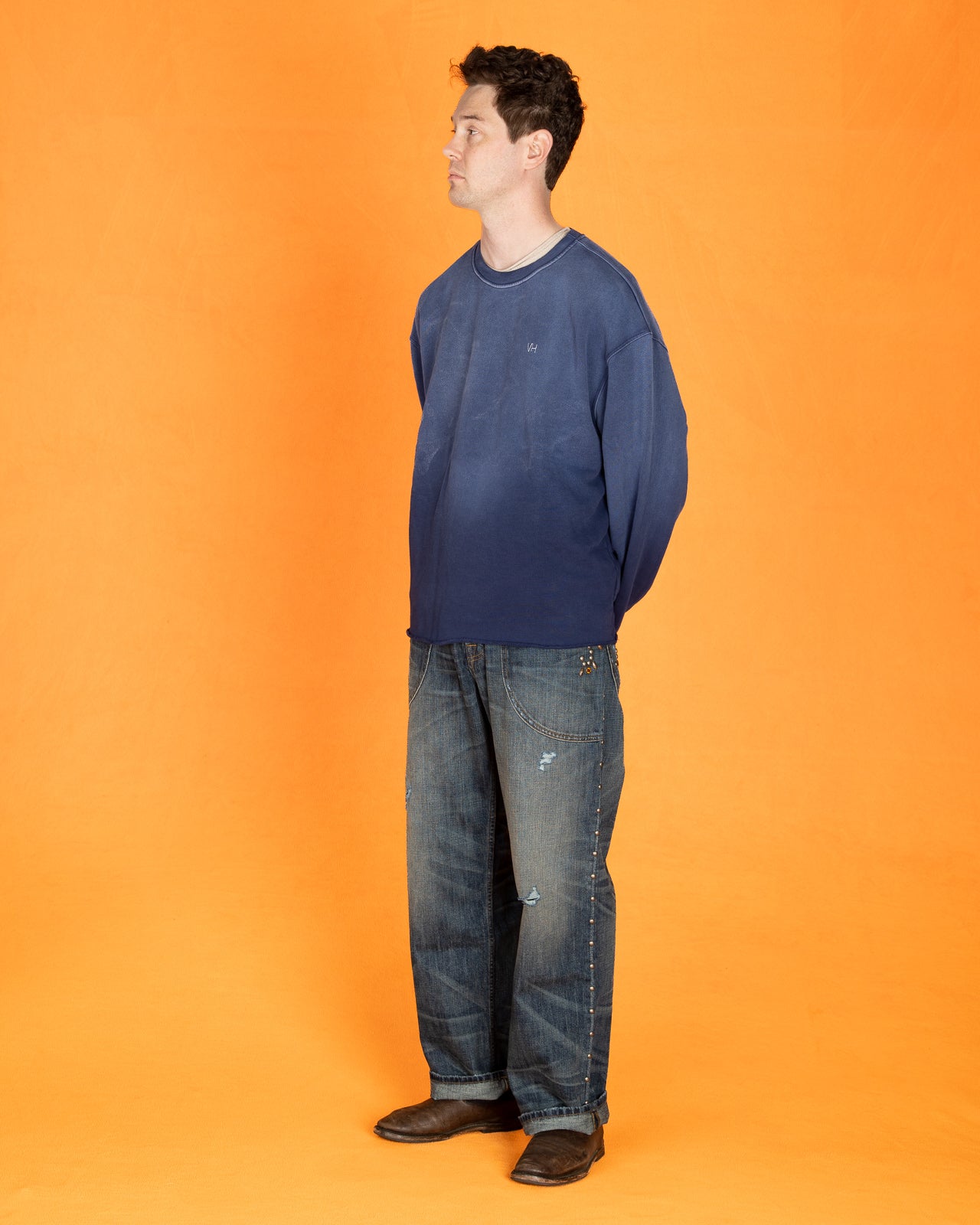 Vintage Heavy Cropped Oversized Crewneck - Navy - Standard & Strange