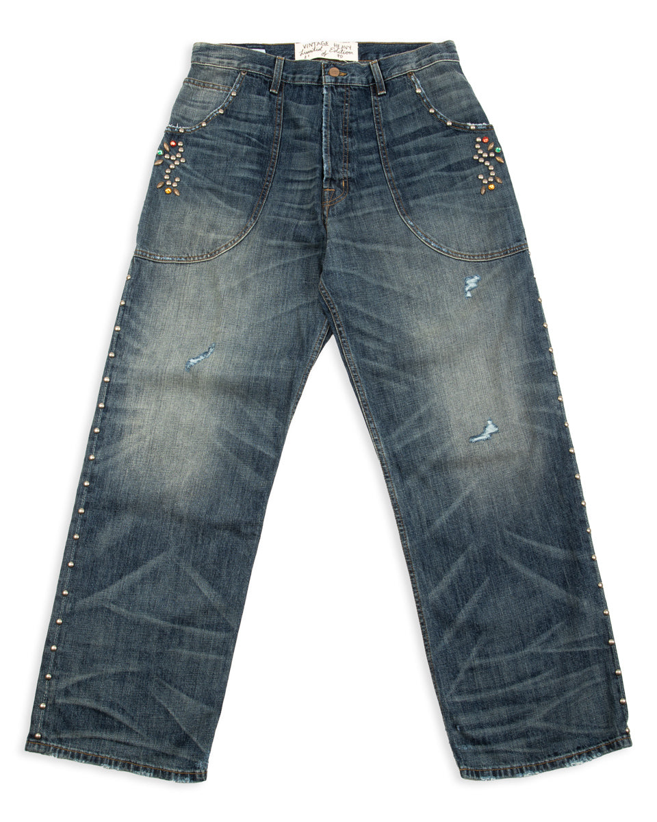 Vintage Heavy Extra Baggy Studded Jean - Indigo - Standard & Strange