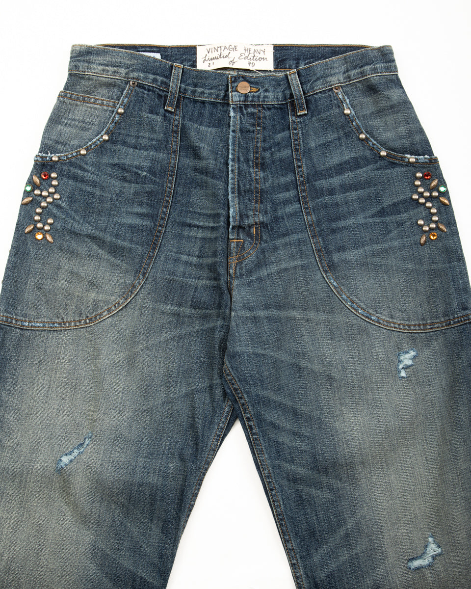 Vintage Heavy Extra Baggy Studded Jean - Indigo - Standard & Strange
