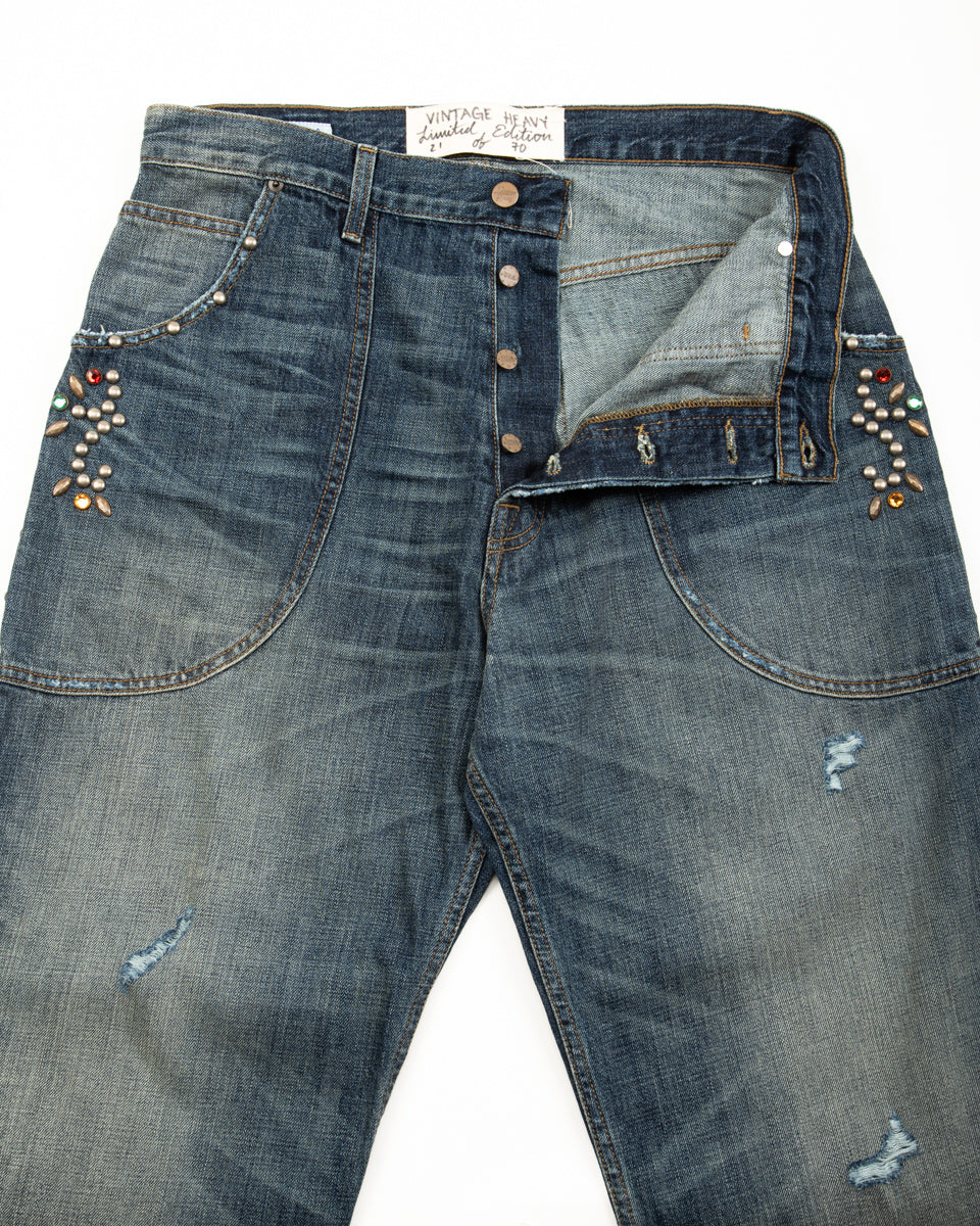 Vintage Heavy Extra Baggy Studded Jean - Indigo - Standard & Strange