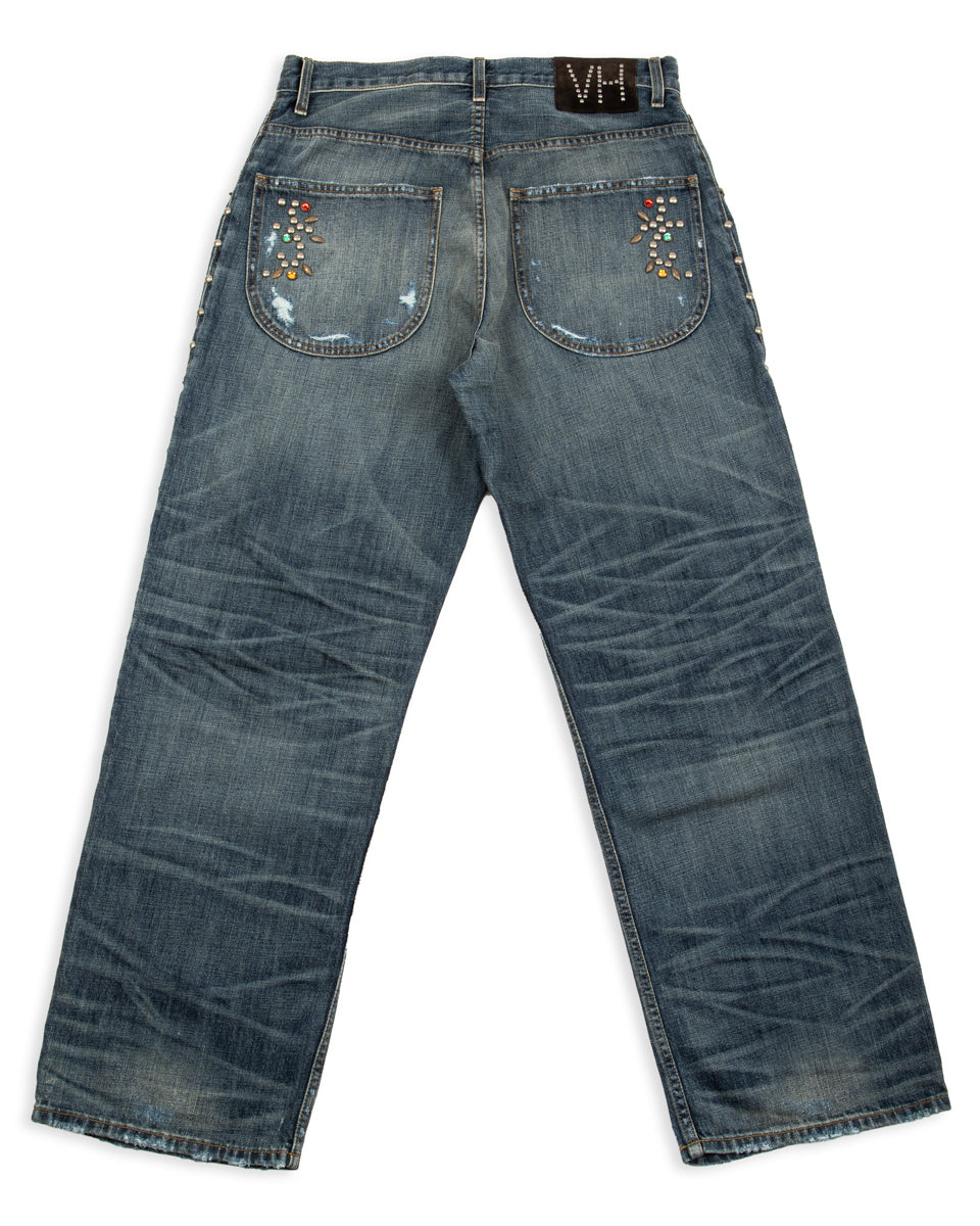 Vintage Heavy Extra Baggy Studded Jean - Indigo - Standard & Strange