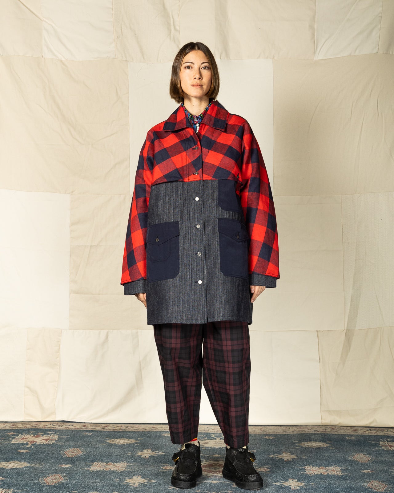 W'Menswear Hunter Fisher Coat - Denim/Red - Standard & Strange