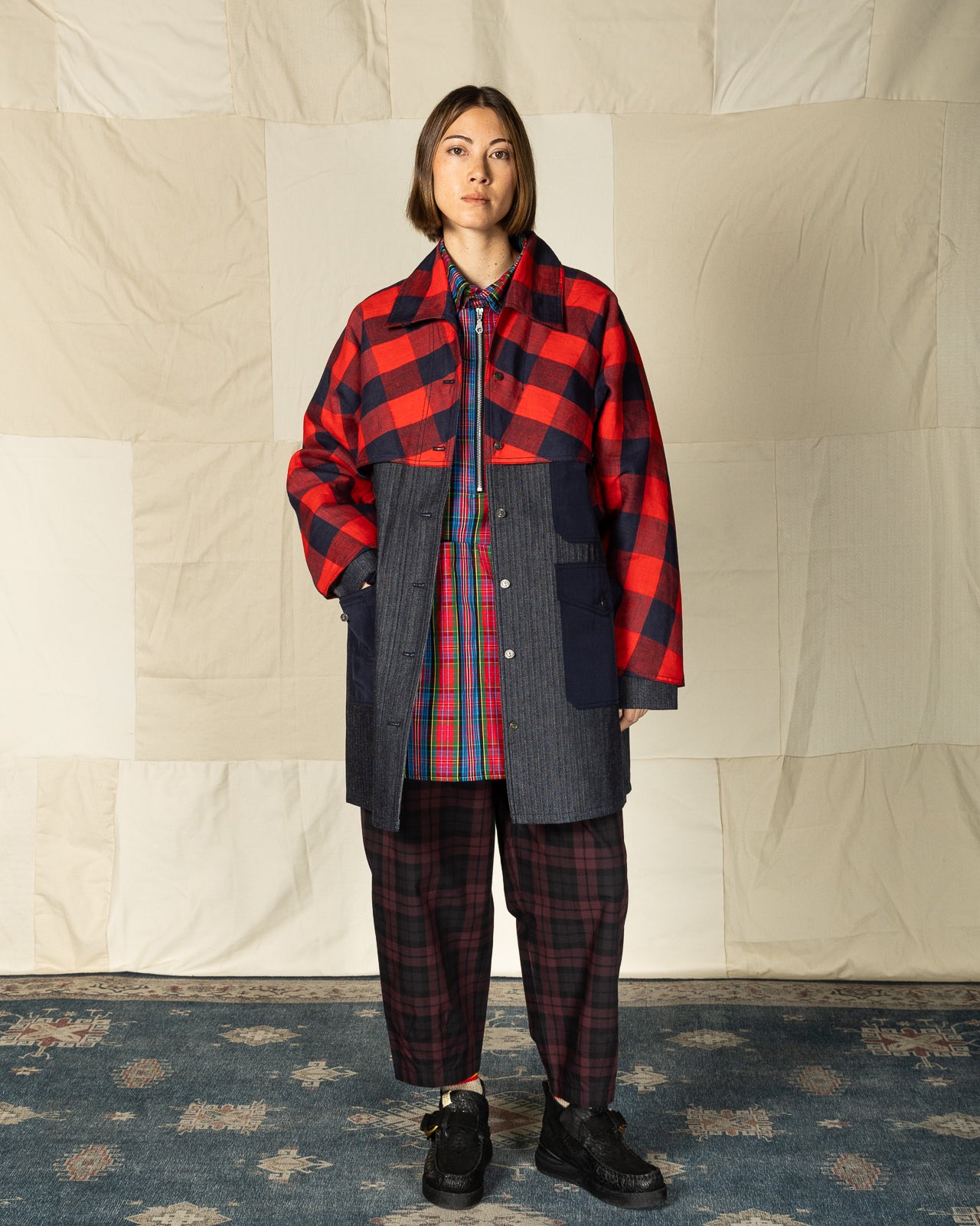 W'Menswear Hunter Fisher Coat - Denim/Red - Standard & Strange