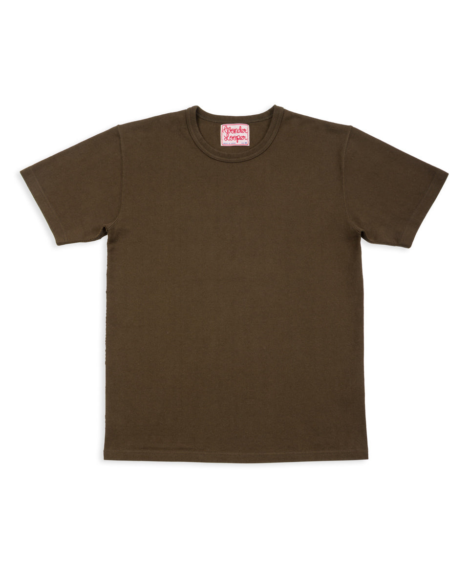 Wonder Looper Double Heavyweight Crewneck T-shirt - Khaki Green - Standard & Strange