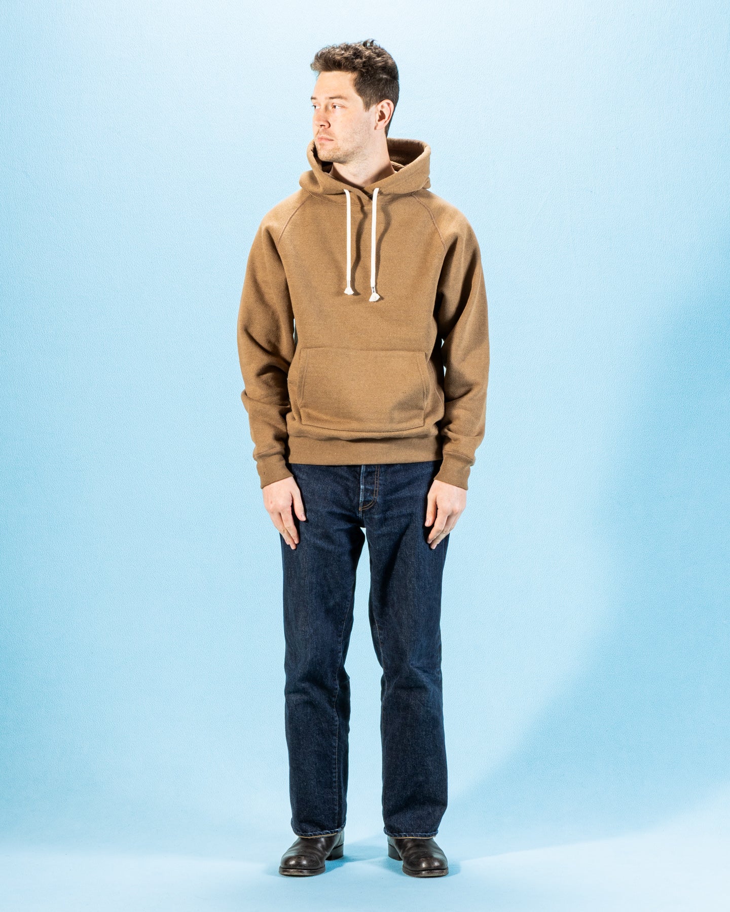 Wonder Looper Foxfibre® Double Heavyweight French Terry Pullover Hoodie - Iron Mordant Coyote 80 - Standard & Strange