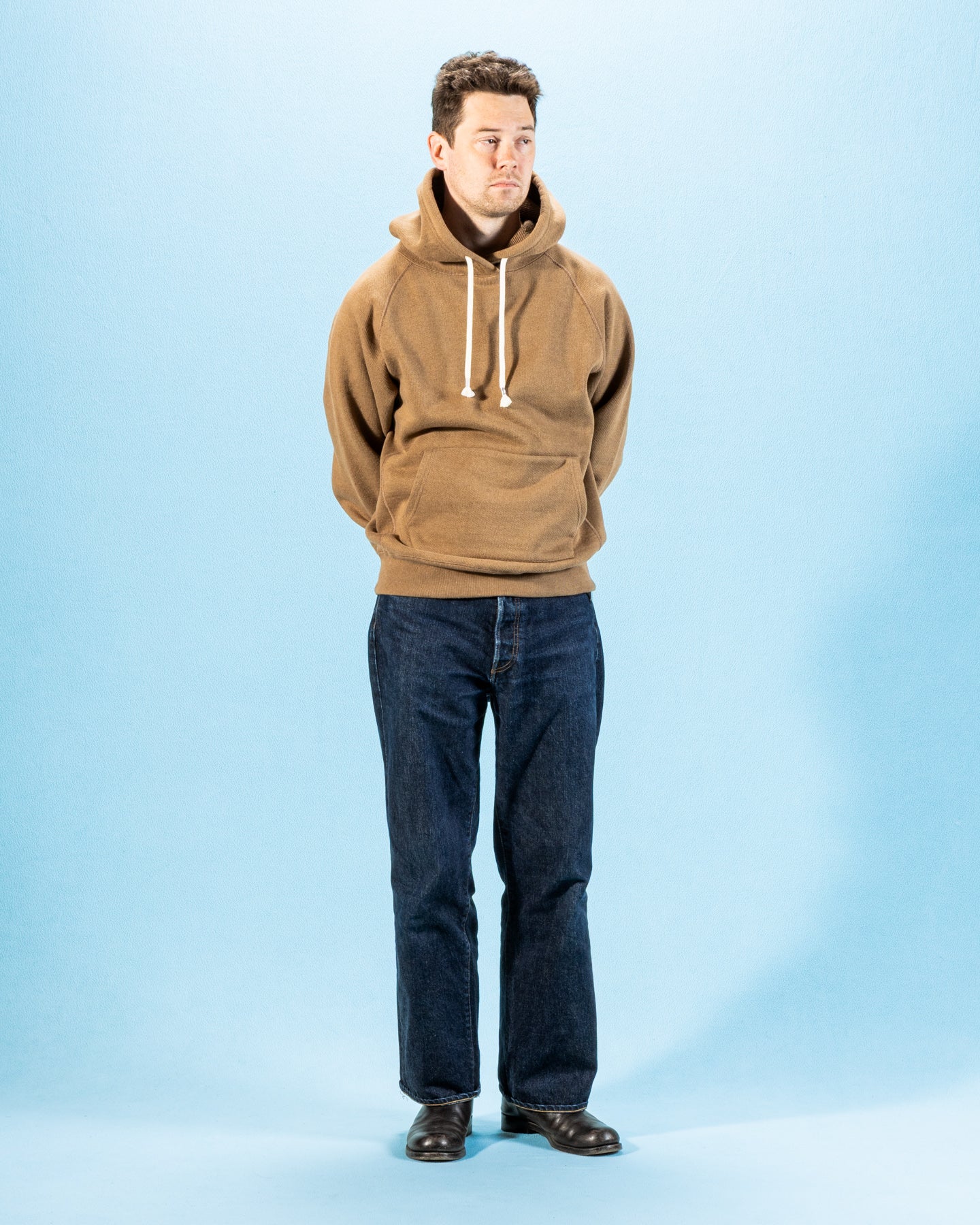 Wonder Looper Foxfibre® Double Heavyweight French Terry Pullover Hoodie - Iron Mordant Coyote 80 - Standard & Strange