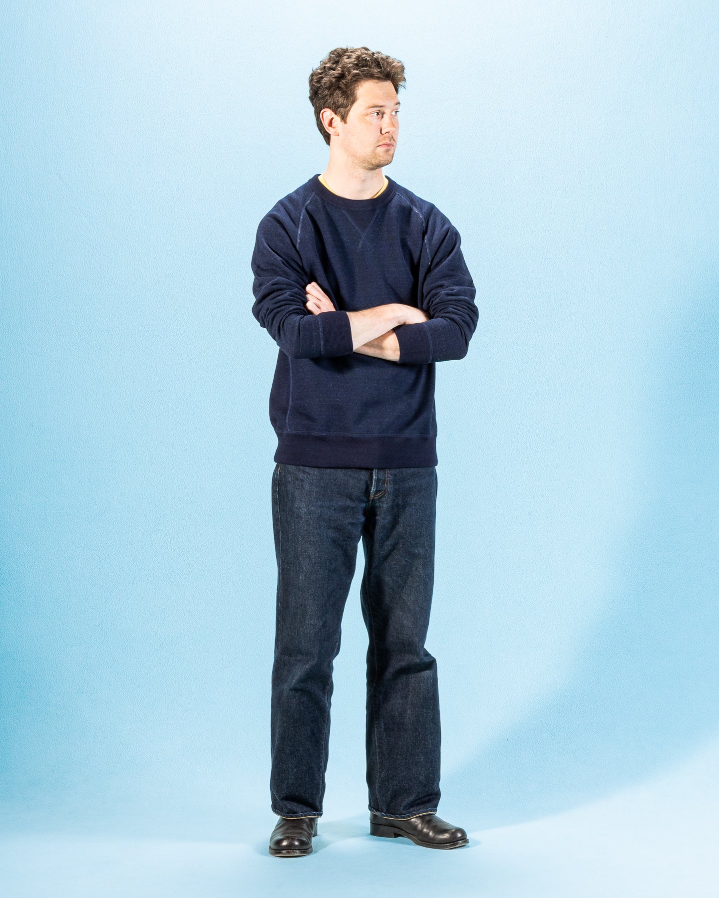 Wonder Looper Pullover Crewneck - Real Indigo Blanket Striped French Terry - Standard & Strange