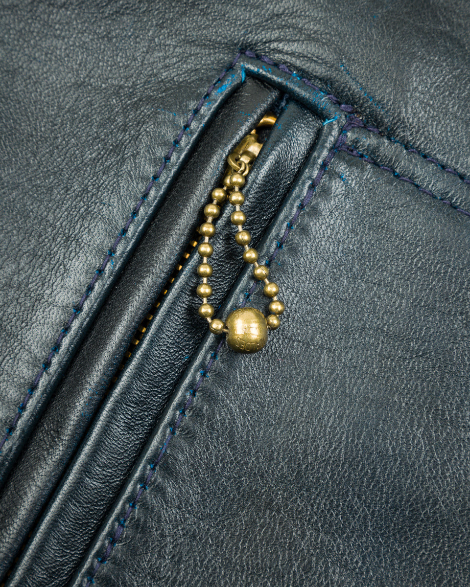 Y'2 Leather Hand Dyed Horsehide Double Rider Jacket (HR-56) - Navy - Standard & Strange