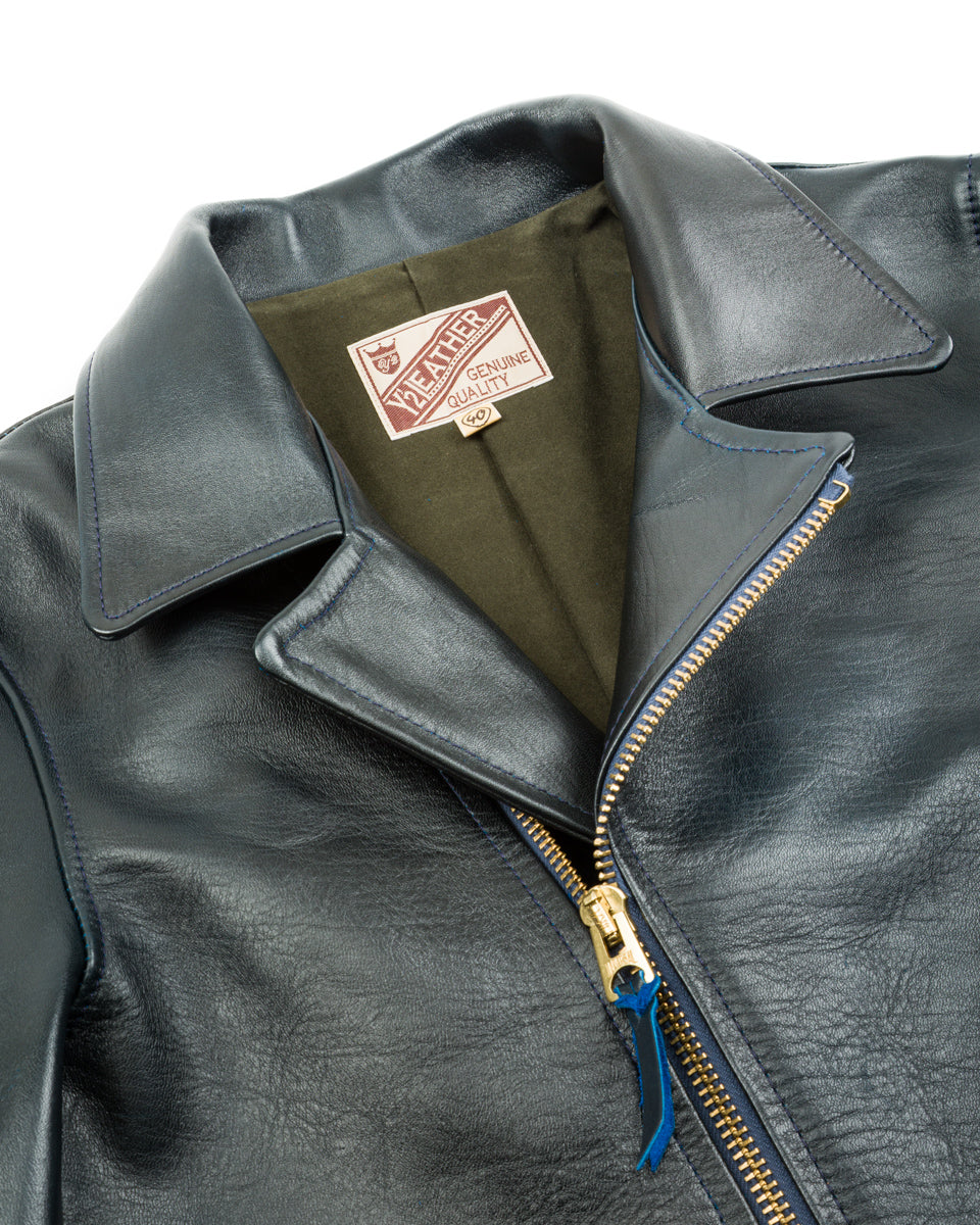 Y'2 Leather Hand Dyed Horsehide Double Rider Jacket (HR-56) - Navy - Standard & Strange