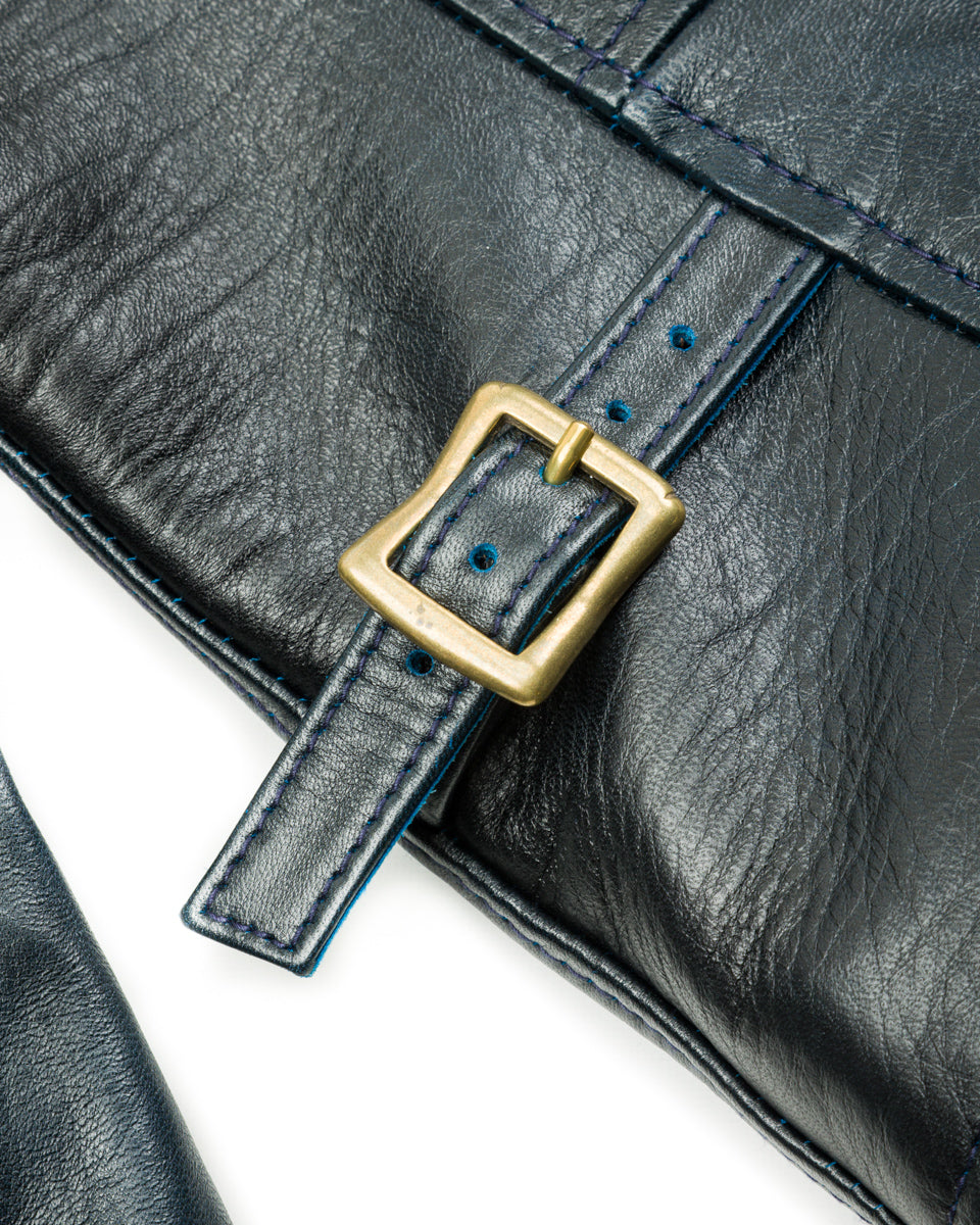 Y'2 Leather Hand Dyed Horsehide Double Rider Jacket (HR-56) - Navy - Standard & Strange