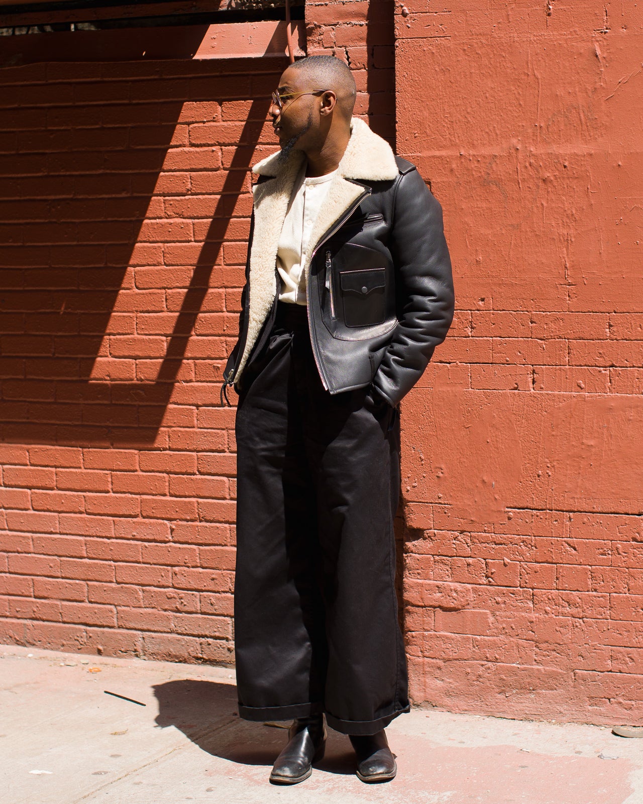 Y'2 Leather Merino Mouton D-Pocket Double Rider Jacket (CM-55) - Black - Standard & Strange