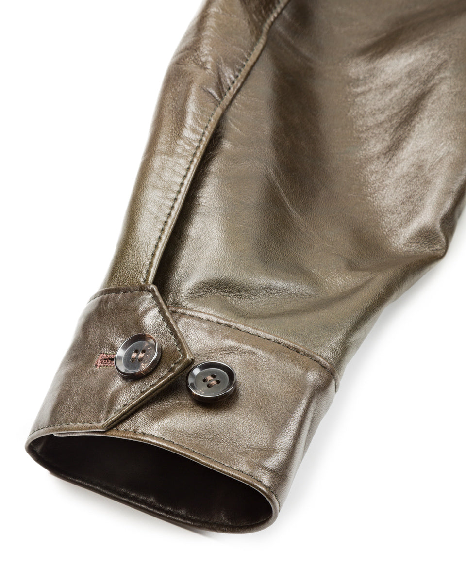 Y'2 Leather Sheepskin French Cyclist Jacket (YK-07) - Olive - Standard & Strange