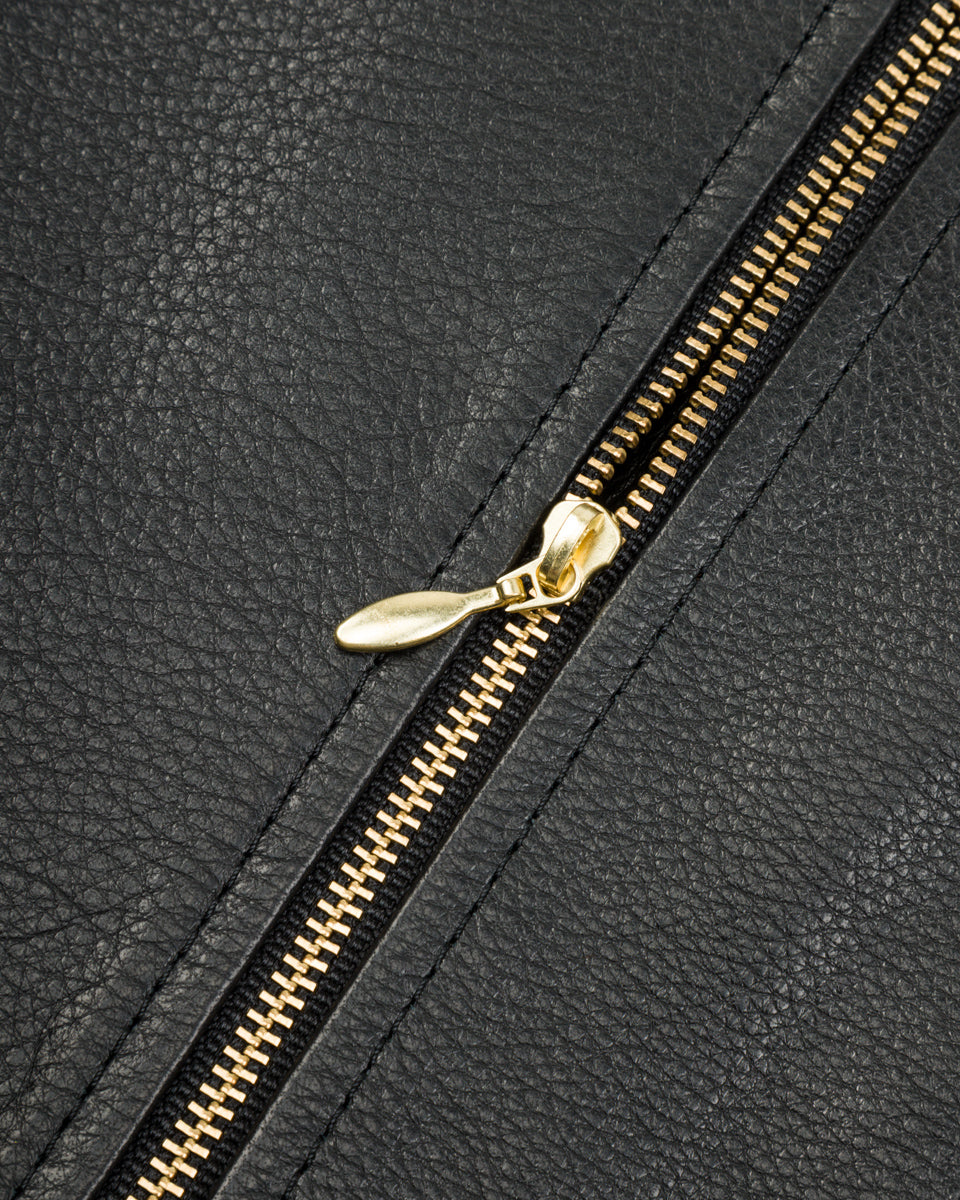 Y'2 Leather Steer Oil Collarless Jacket (LR-04) - Black - Standard & Strange