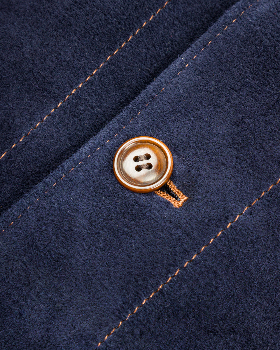 Y'2 Leather Steer Roughout 30's Style French Cycle Short Jacket (TB-153) - Navy - Standard & Strange