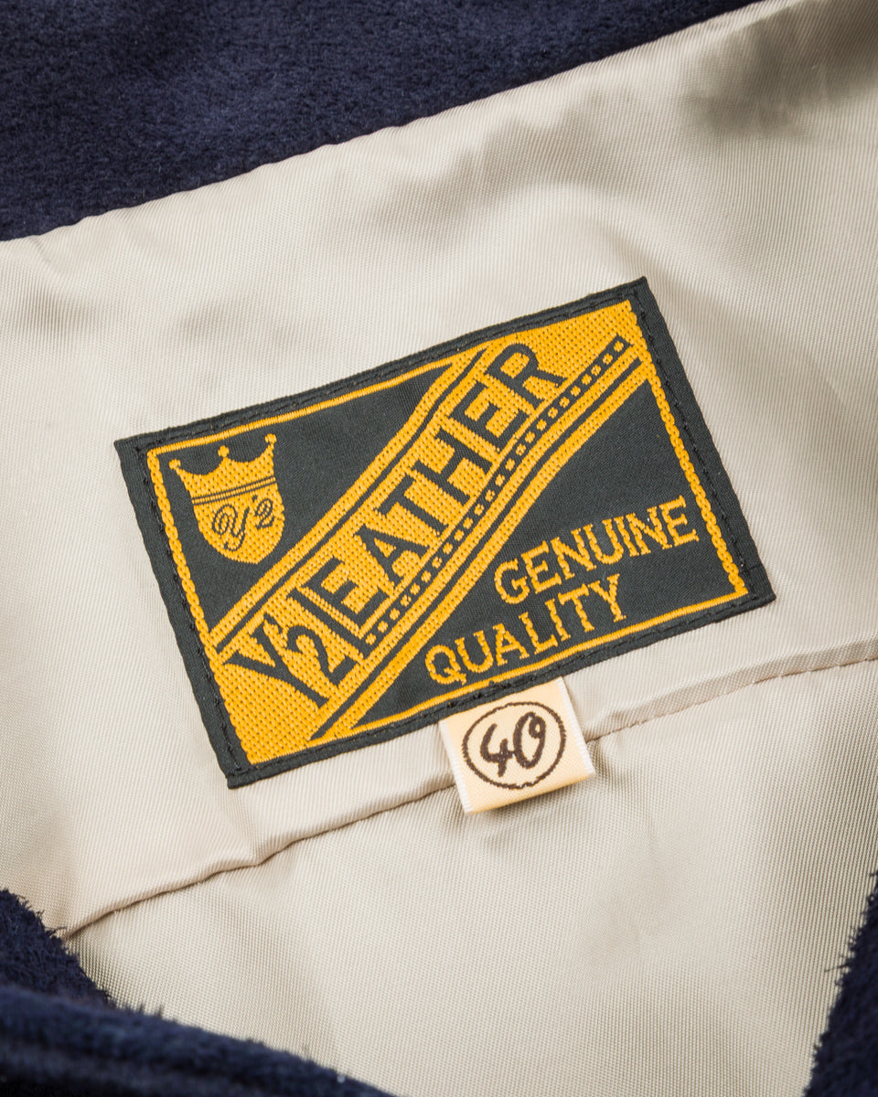 Y'2 Leather Steer Roughout 30's Style French Cycle Short Jacket (TB-153) - Navy - Standard & Strange