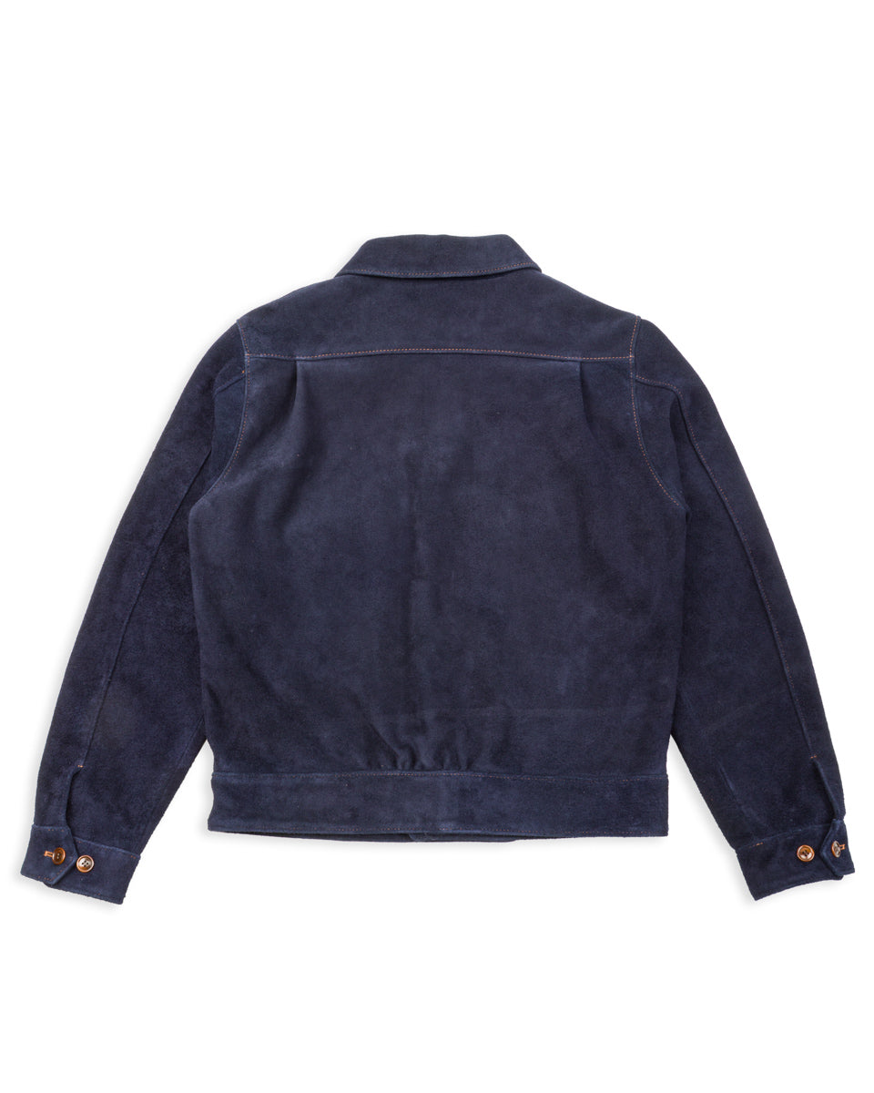 Y'2 Leather Steer Roughout 30's Style French Cycle Short Jacket (TB-153) - Navy - Standard & Strange