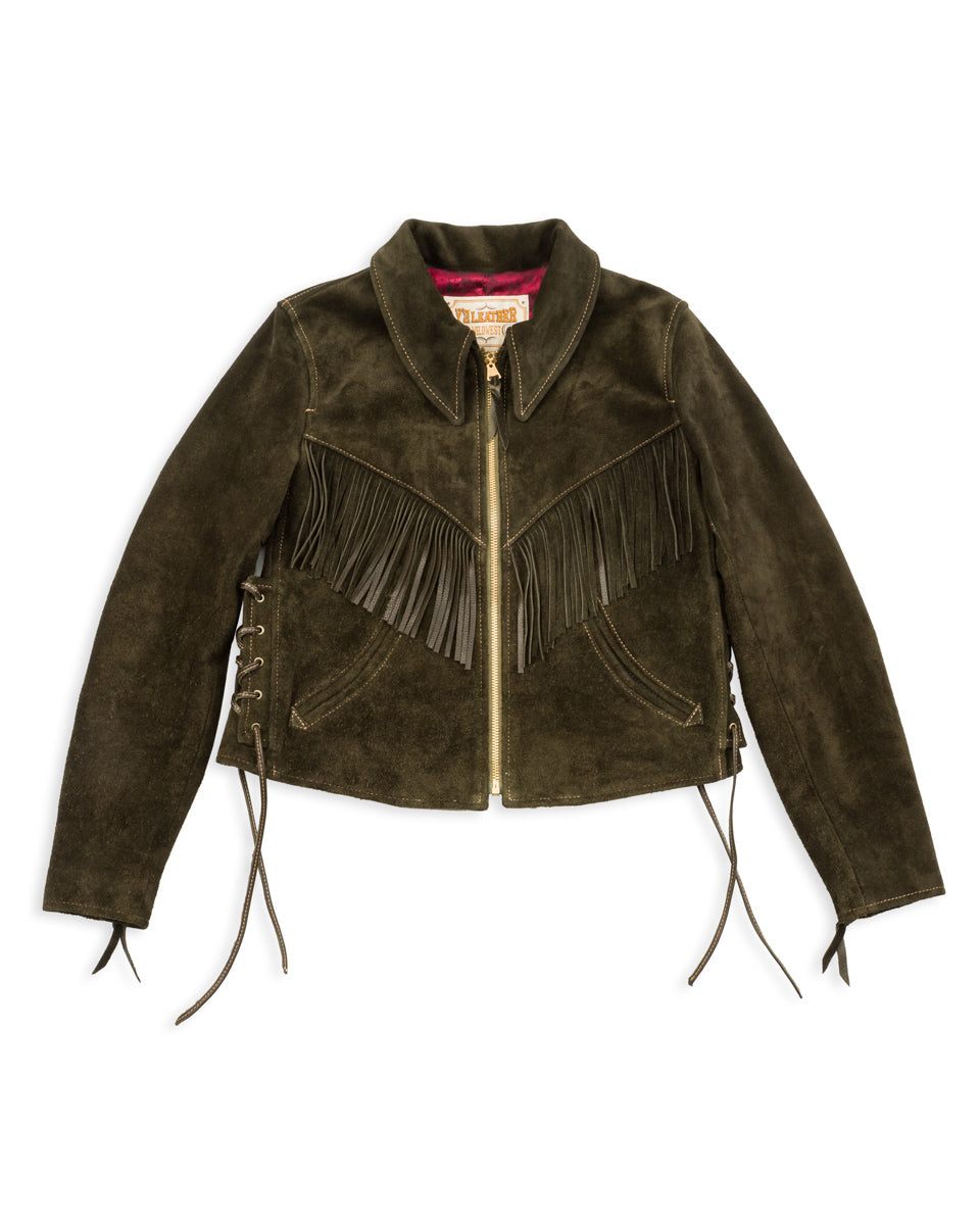 Y'2 Leather Steer Roughout Fringe Jacket (LR-01) - Olive - Standard & Strange