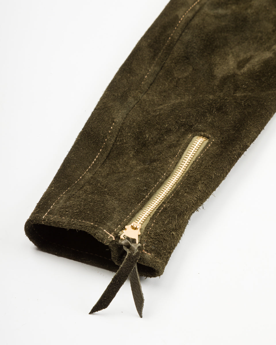 Y'2 Leather Steer Roughout Fringe Jacket (LR-01) - Olive - Standard & Strange