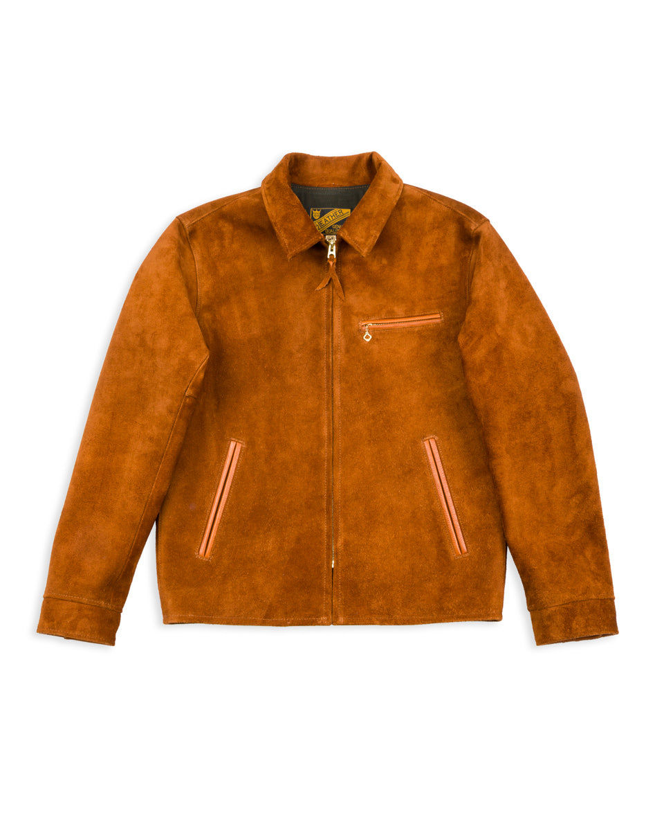 Y'2 Leather Y'2 x S&S Steer Suede Collared Single Riders Jacket (TR-65 Custom) - Camel - Standard & Strange