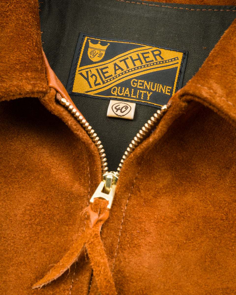 Y'2 Leather Y'2 x S&S Steer Suede Collared Single Riders Jacket (TR-65 Custom) - Camel - Standard & Strange