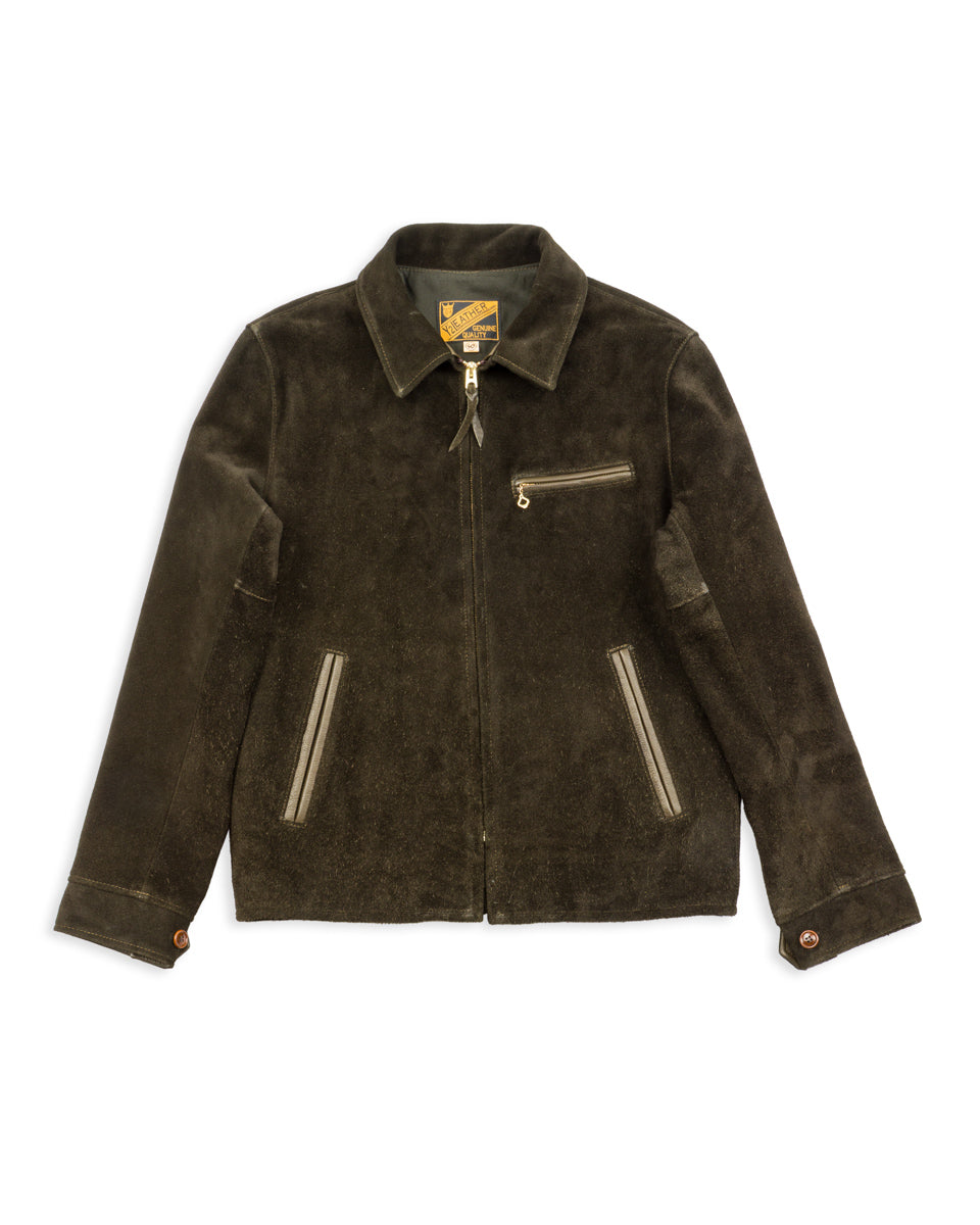 Y'2 Leather Y'2 x S&S Steer Suede Collared Single Riders Jacket (TR-65 Custom) - Olive - Standard & Strange