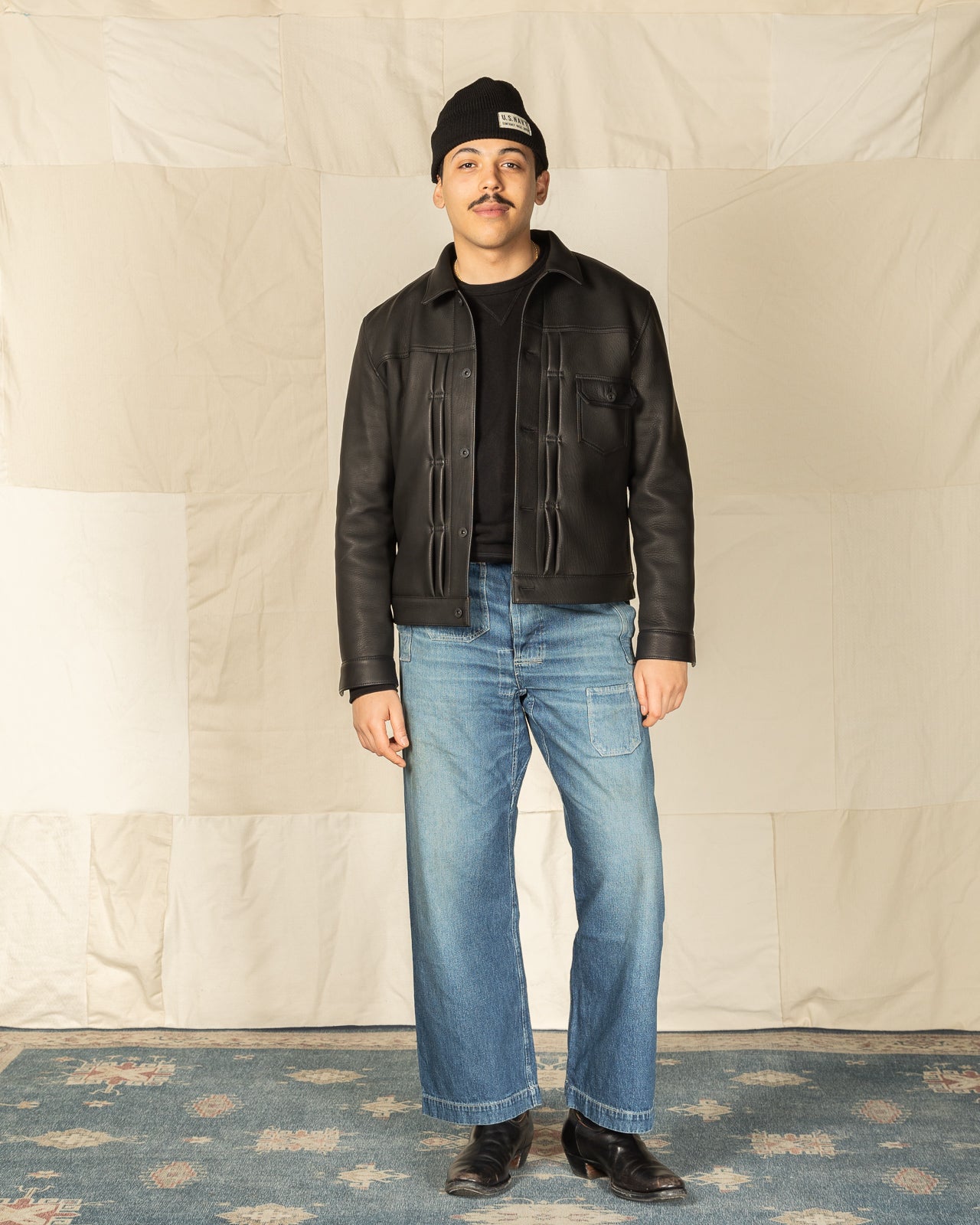 Y'2 Leather Deer Skin 1st Type Jacket - 25th Anniversary Limited - Black (DB-140-25SP) - Standard & Strange